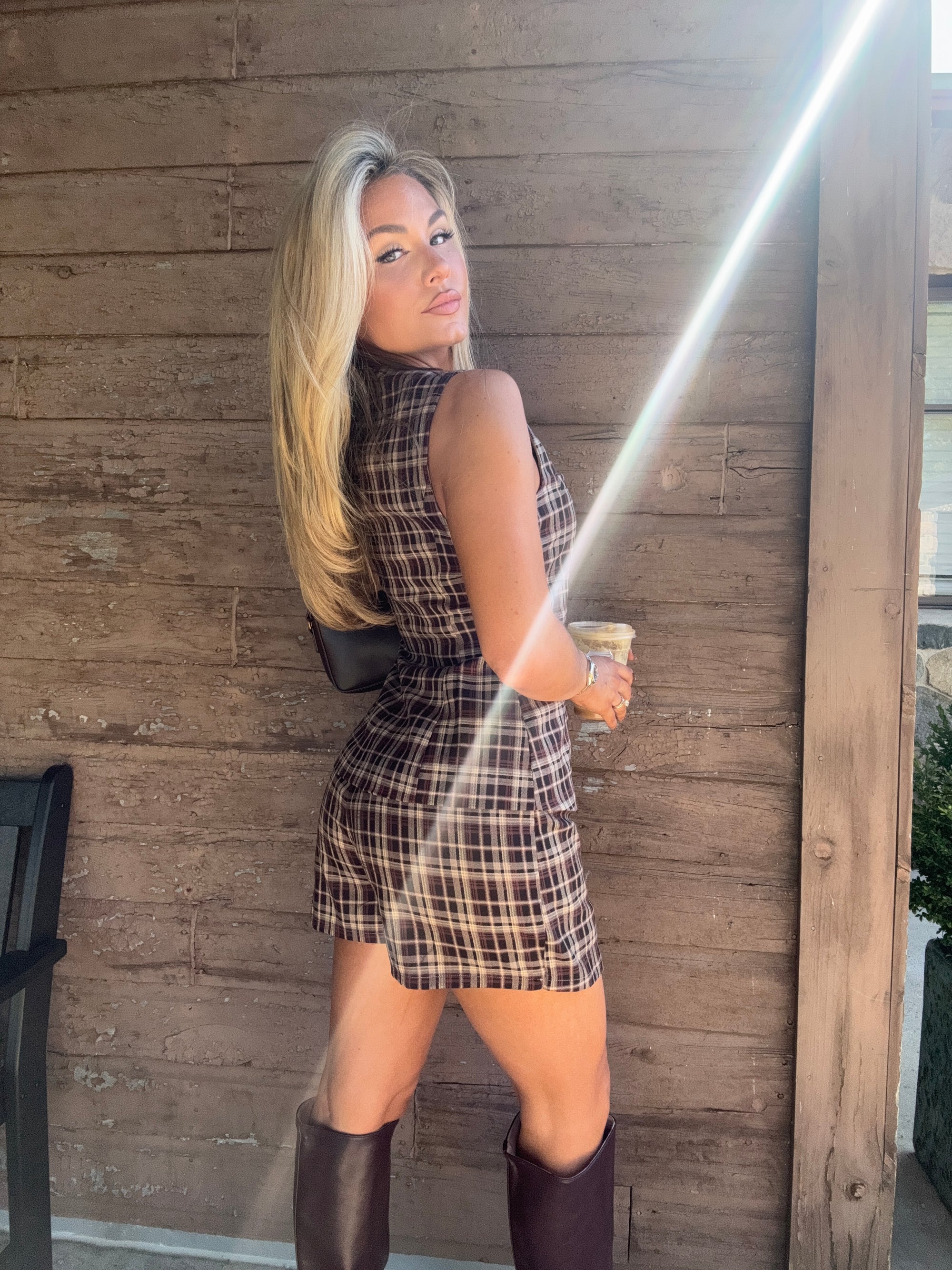 MAPLE LUXE PLAID HIGH-WAISTED SKORT