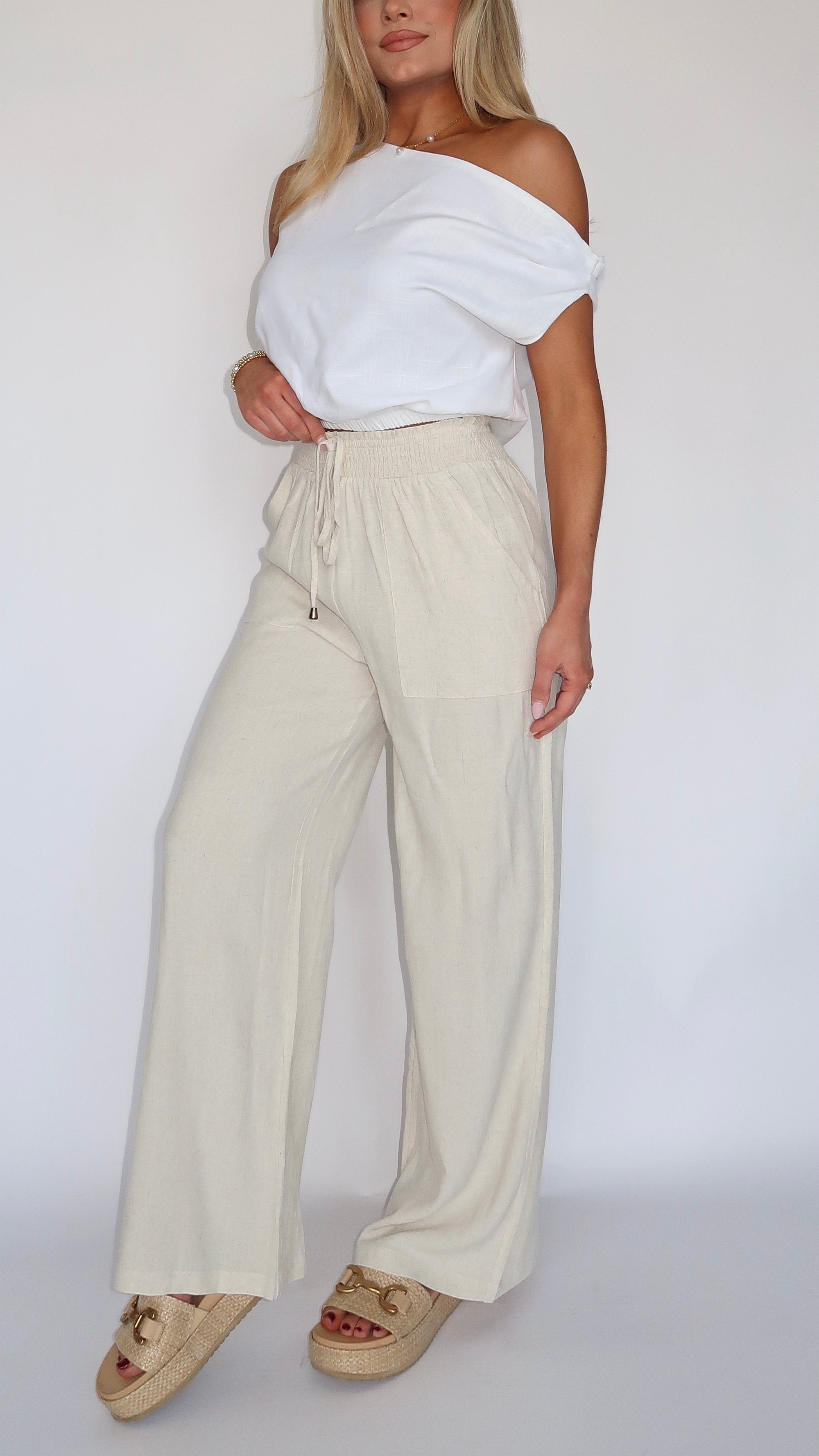 OATMEAL LINEN PANTS