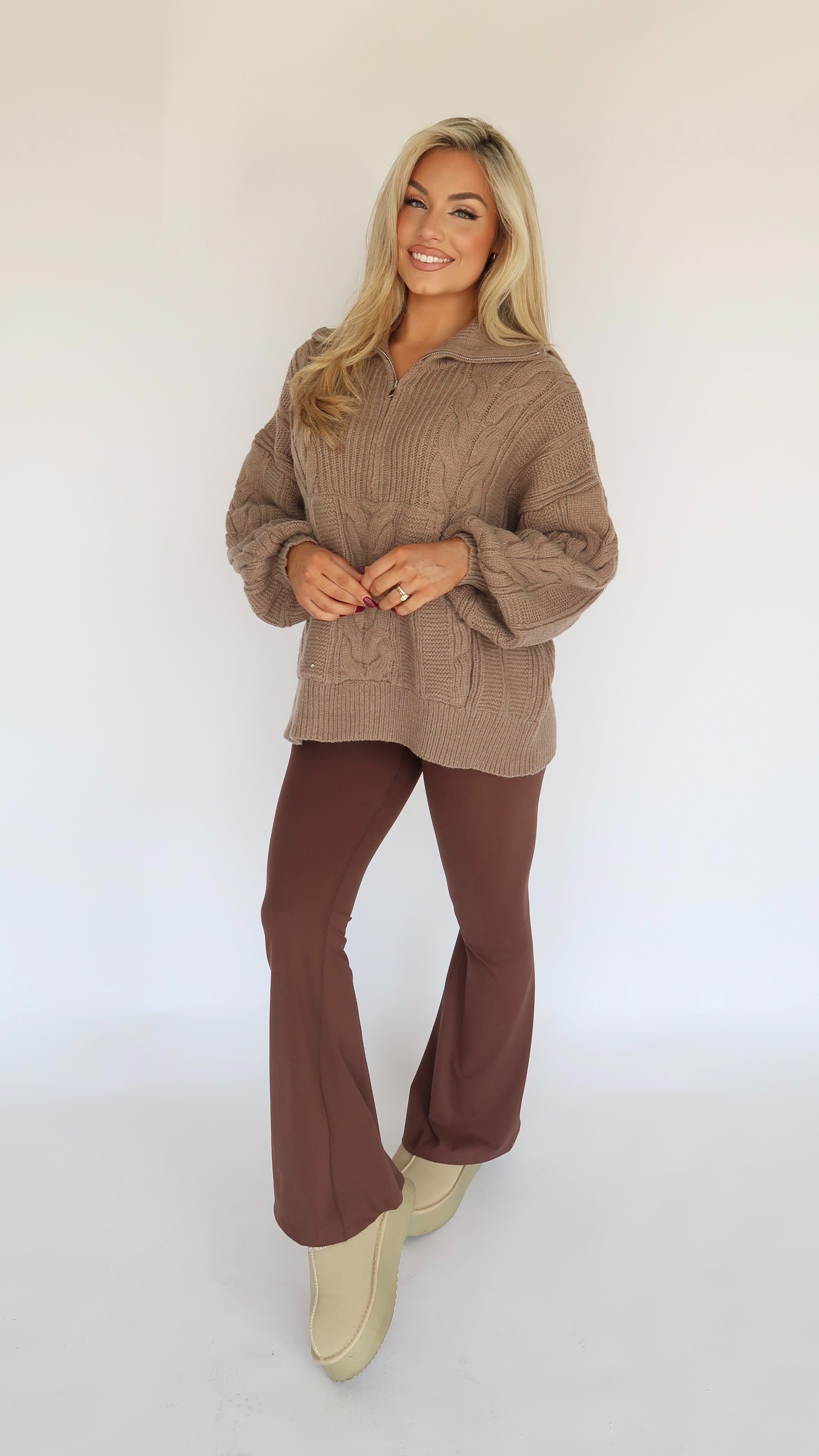 ERIKA CABLE KNIT PULLOVER MOCHA