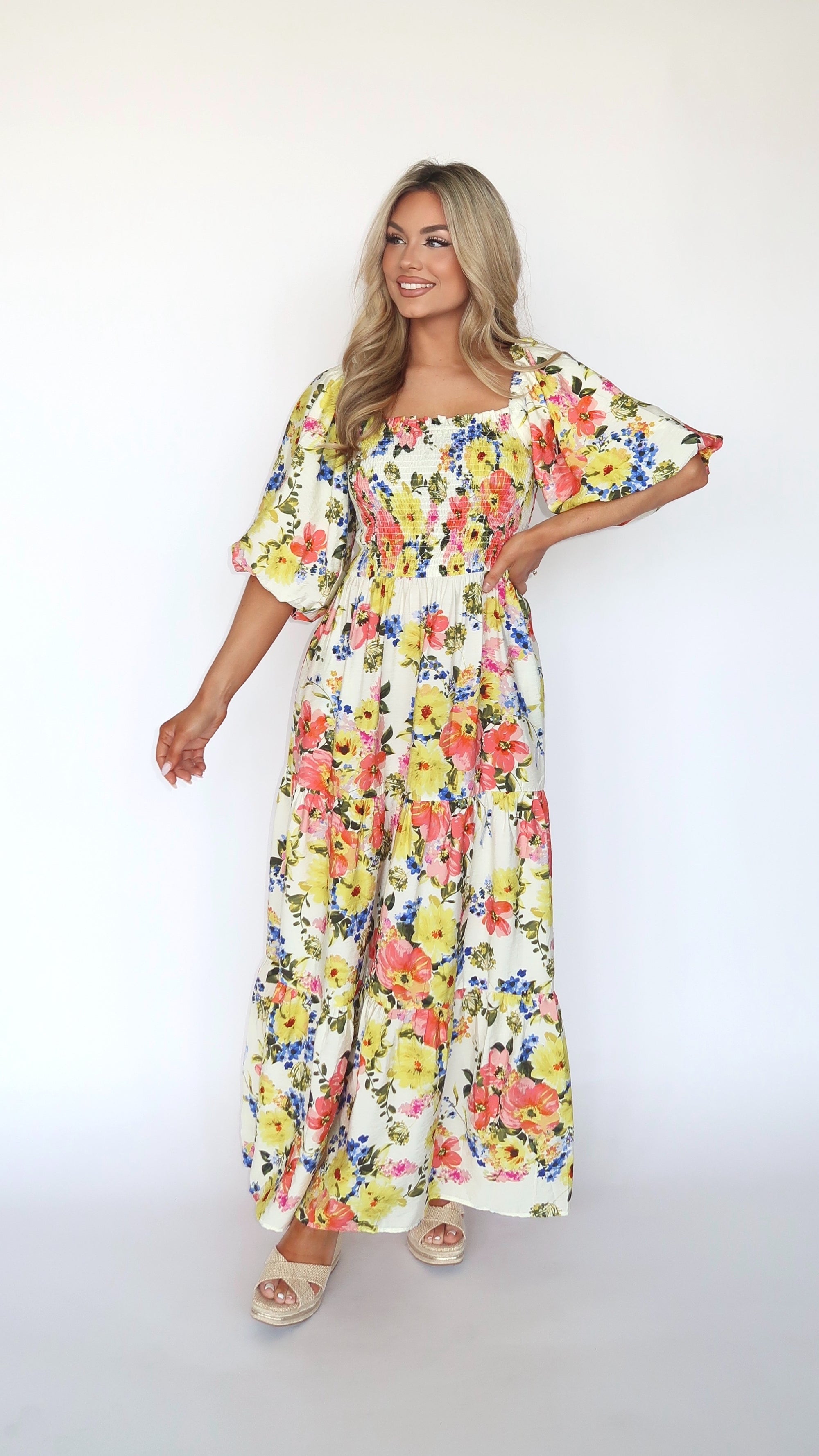 MAGNOLIA FLORAL MAXI DRESS