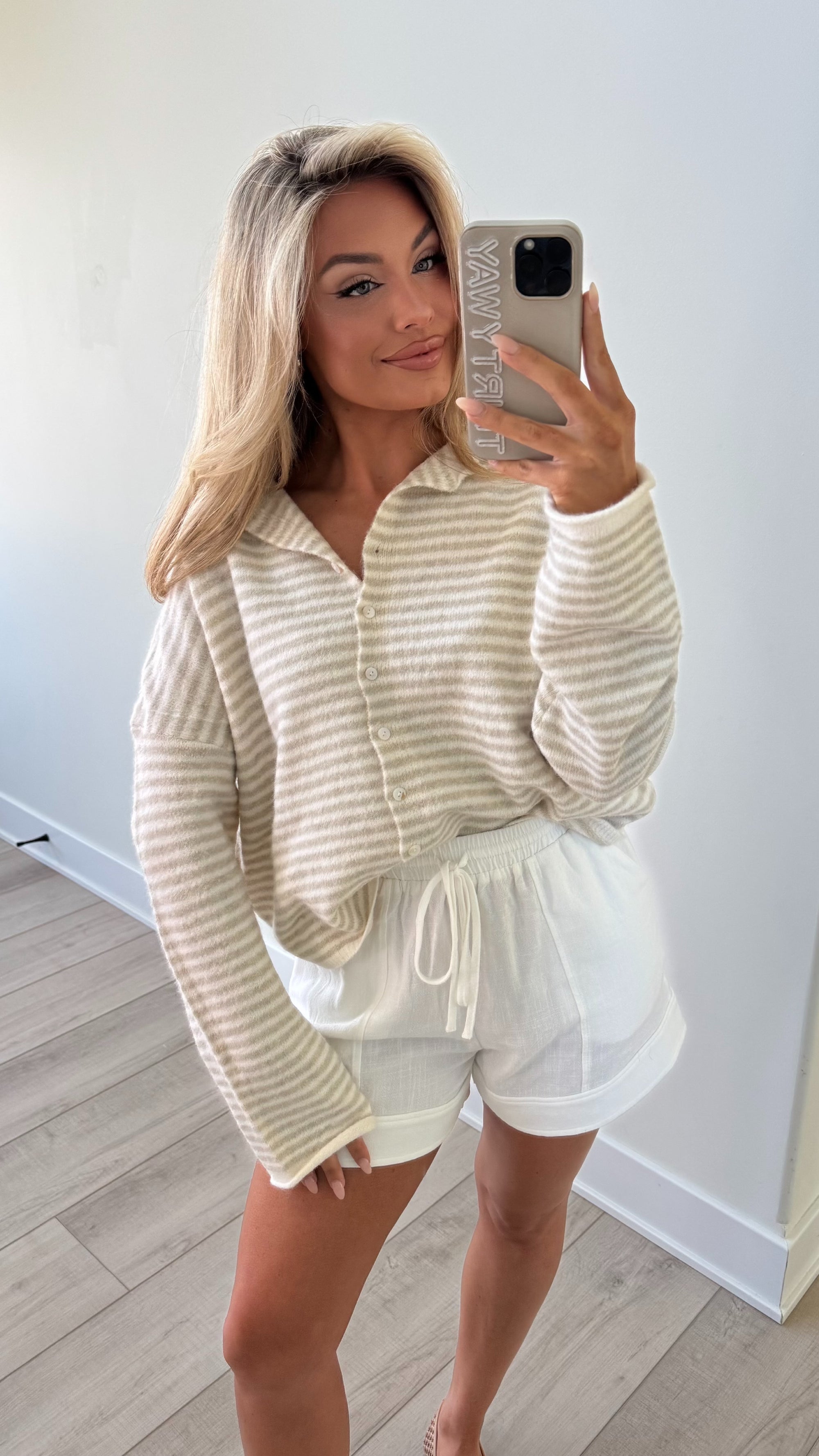 EAST COAST CARDIGAN CREAM/TAUPE