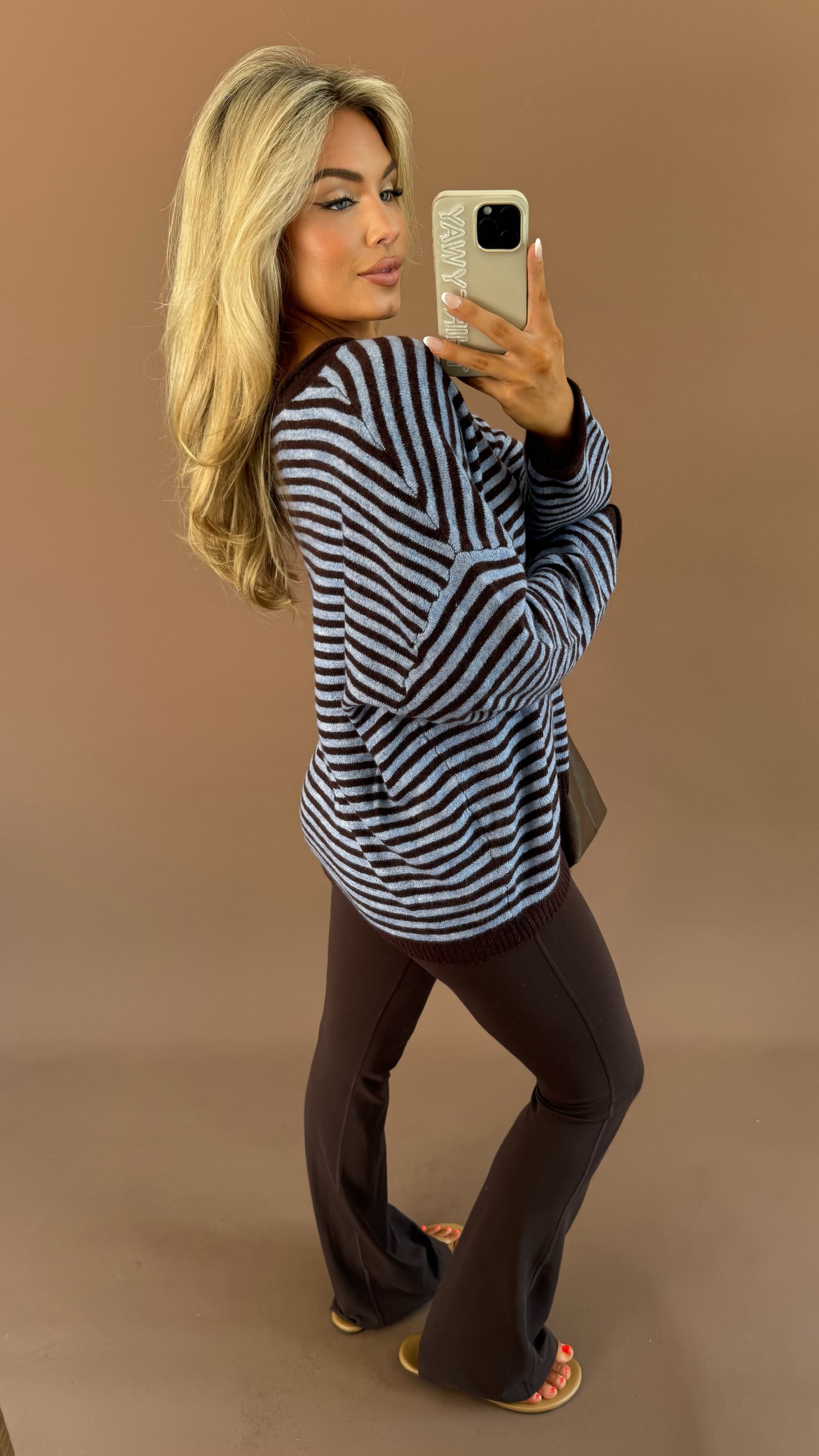 COLD BREW STRIPED SWEATER BROWN