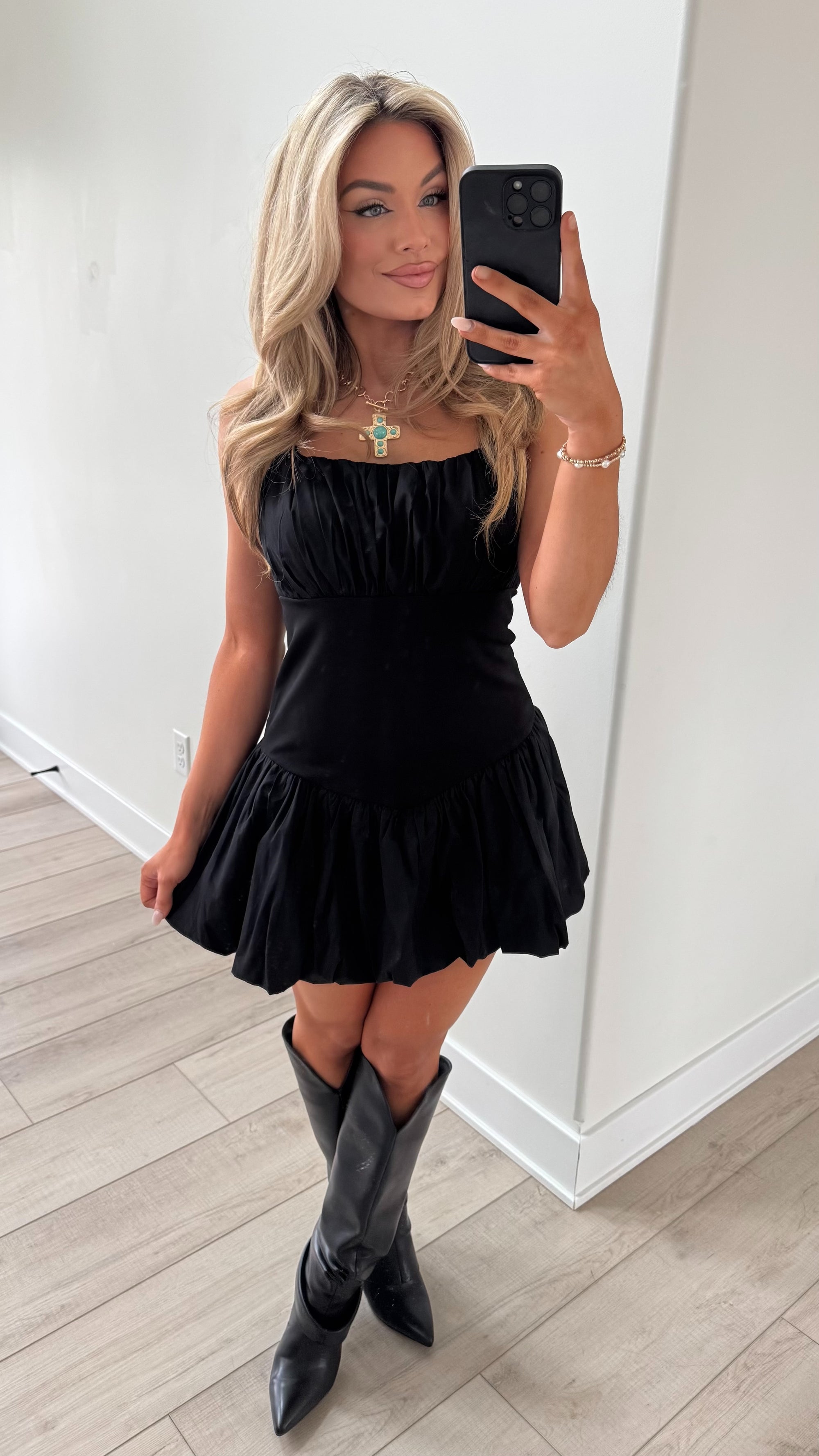 LAGUNA BUBBLE MINI DRESS BLACK