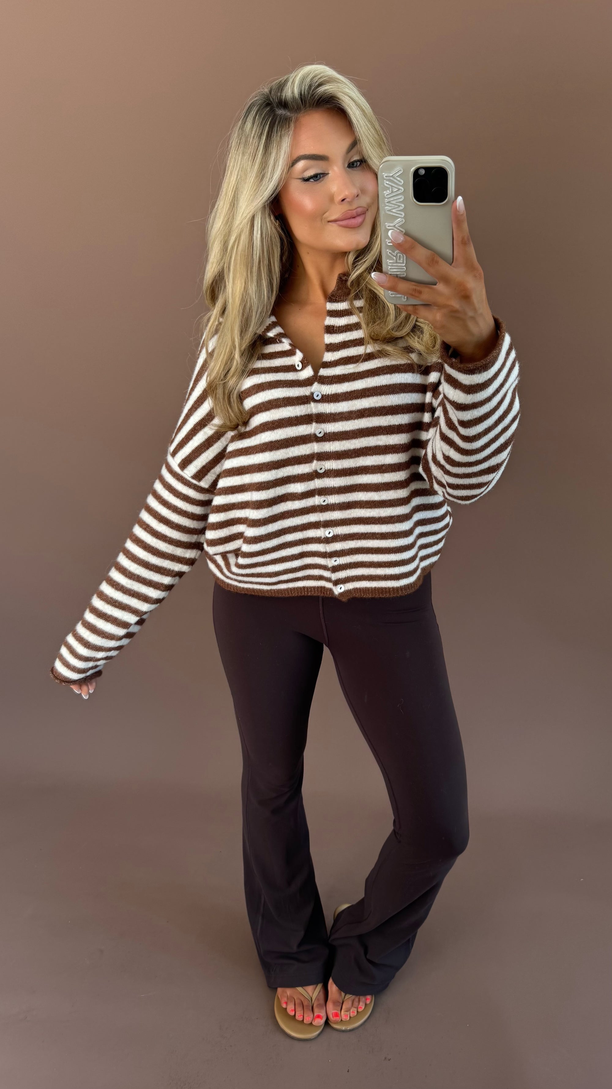 EAST COAST CARDIGAN BROWN STRIPE