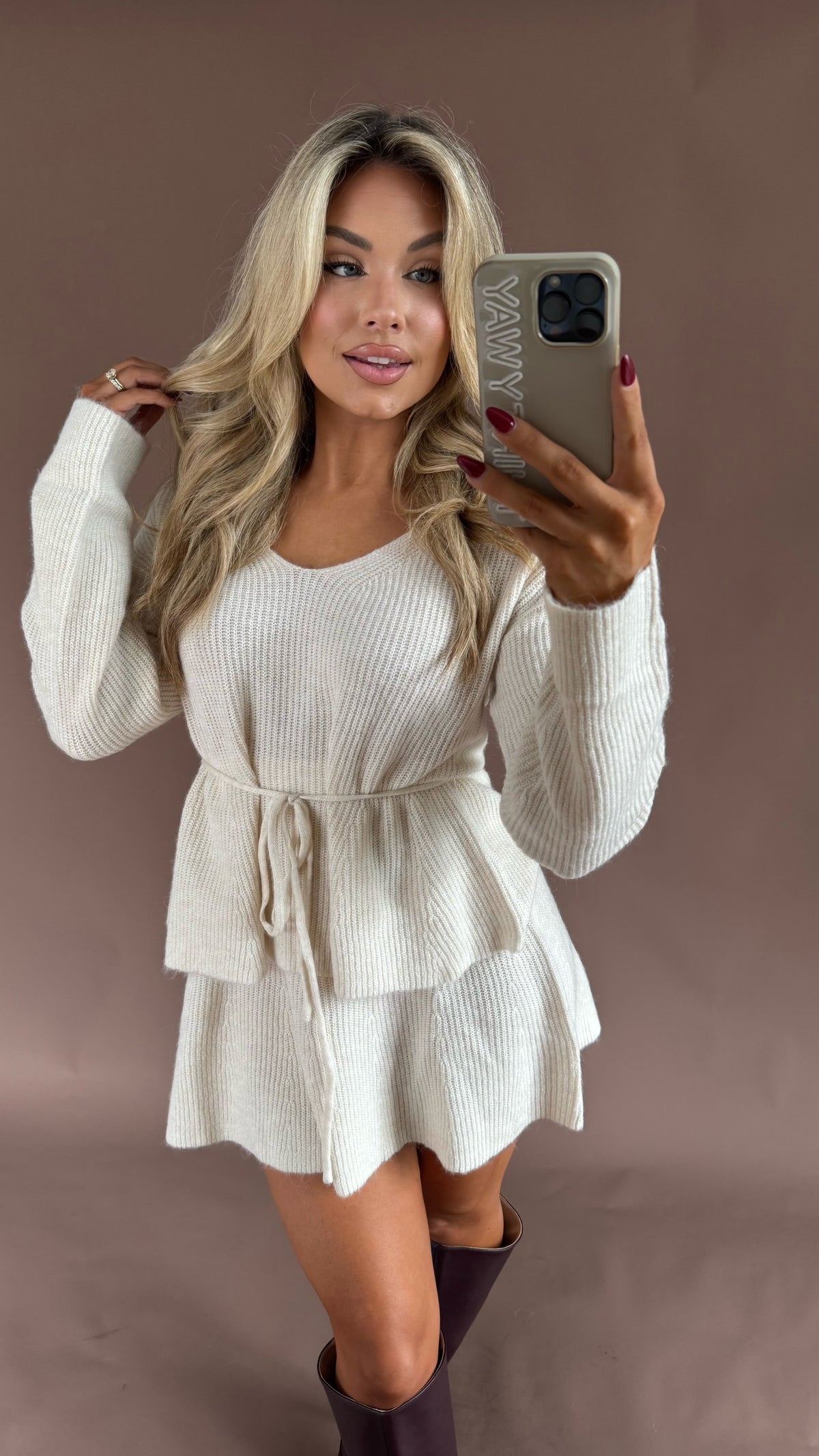 SLOANE TIE-WAIST SWEATER CREAM