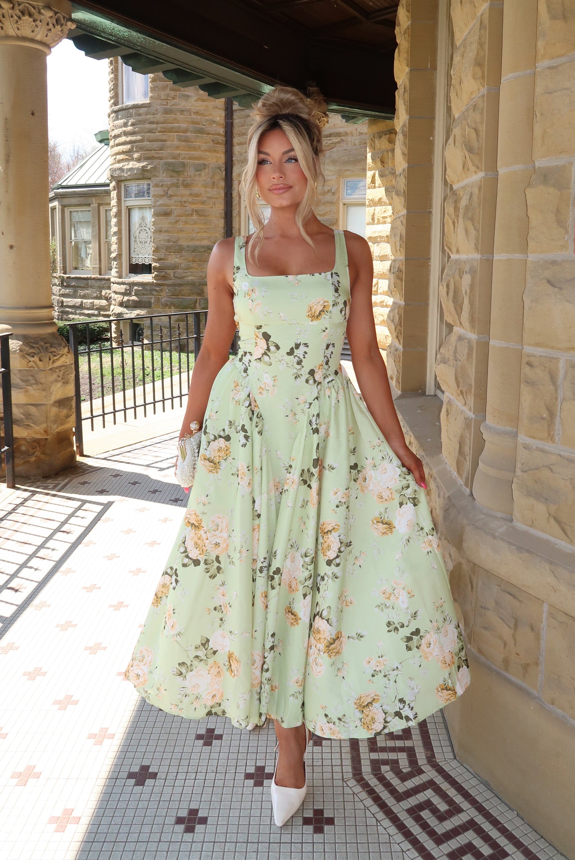 MONROE SAGE FLORAL MIDI DRESS THIRTYWAY MONROE SAGE FLORAL MIDI DRESS THIRTYWAY