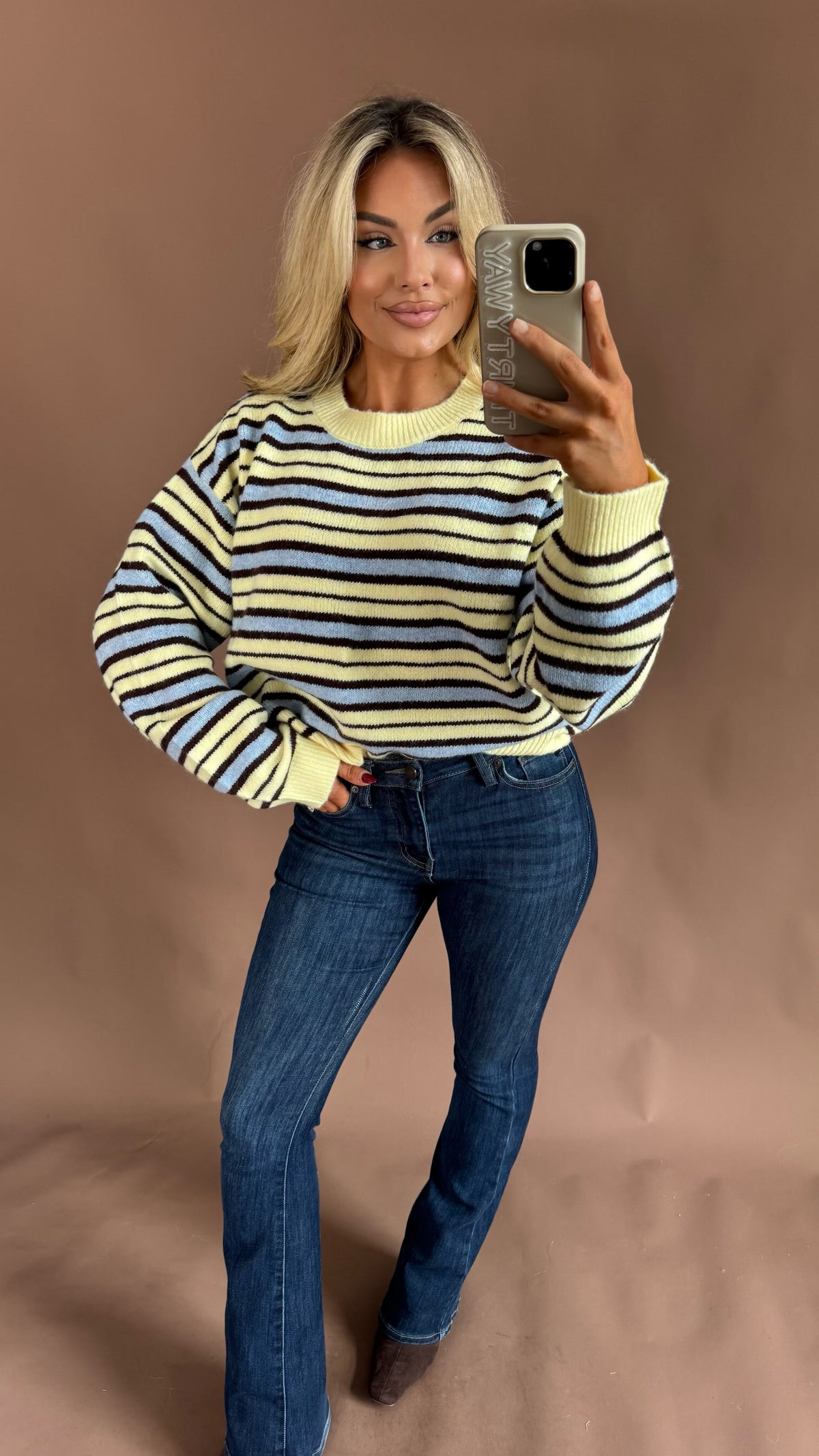 FALL BUTTER STRIPED SWEATER YELLOW