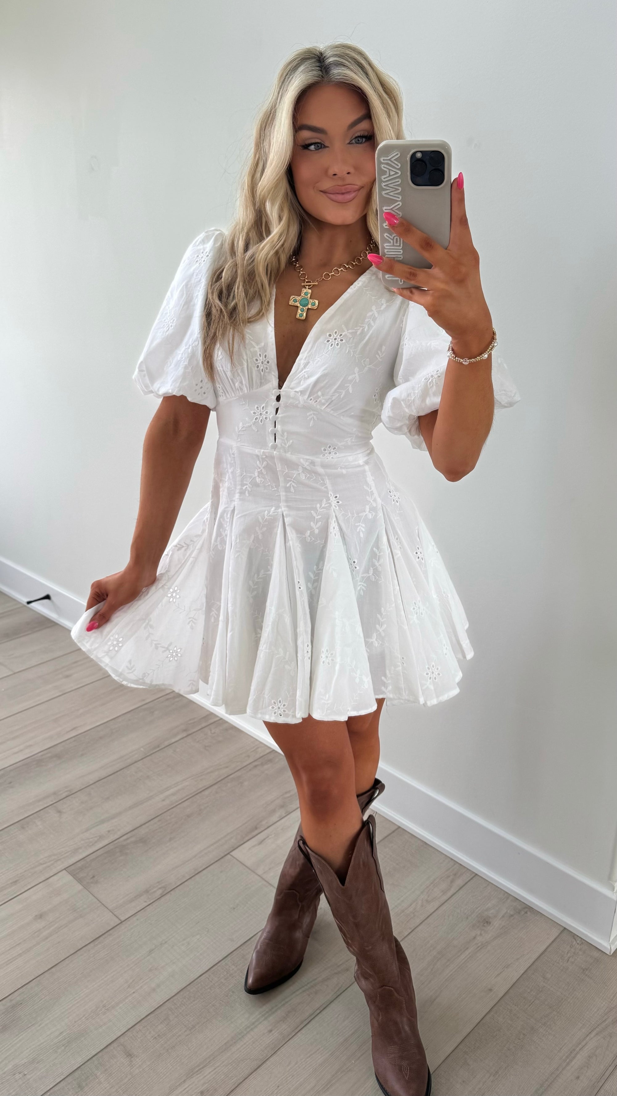 DALIAH EYELET MINI DRESS