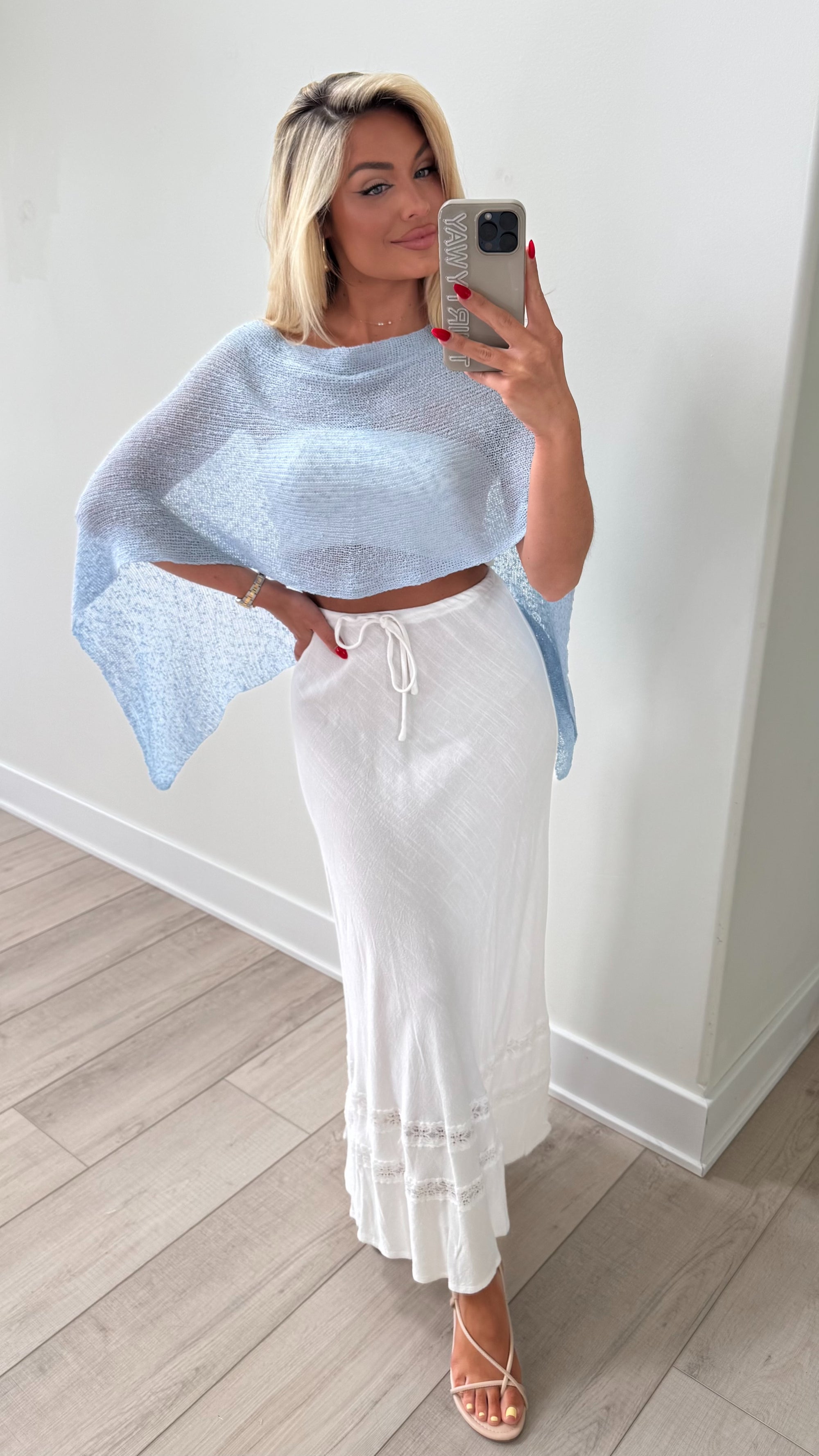 CHAROLETTE LACE TRIM MAXI SKIRT WHITE