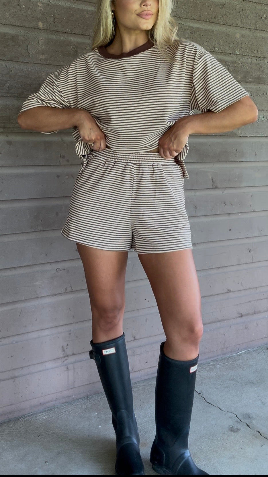 COZIE HARVEST STRIPED SHORT SET