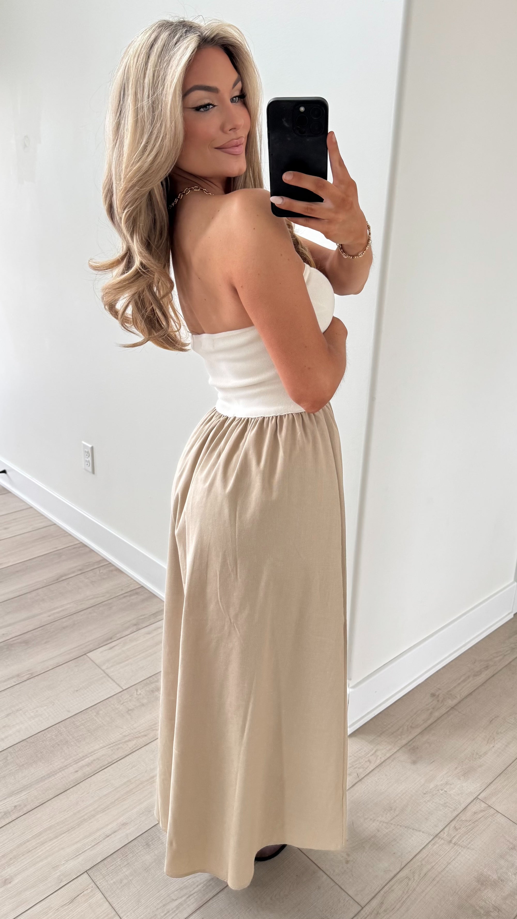 FORT WORTH STRAPLESS MAXI TAN