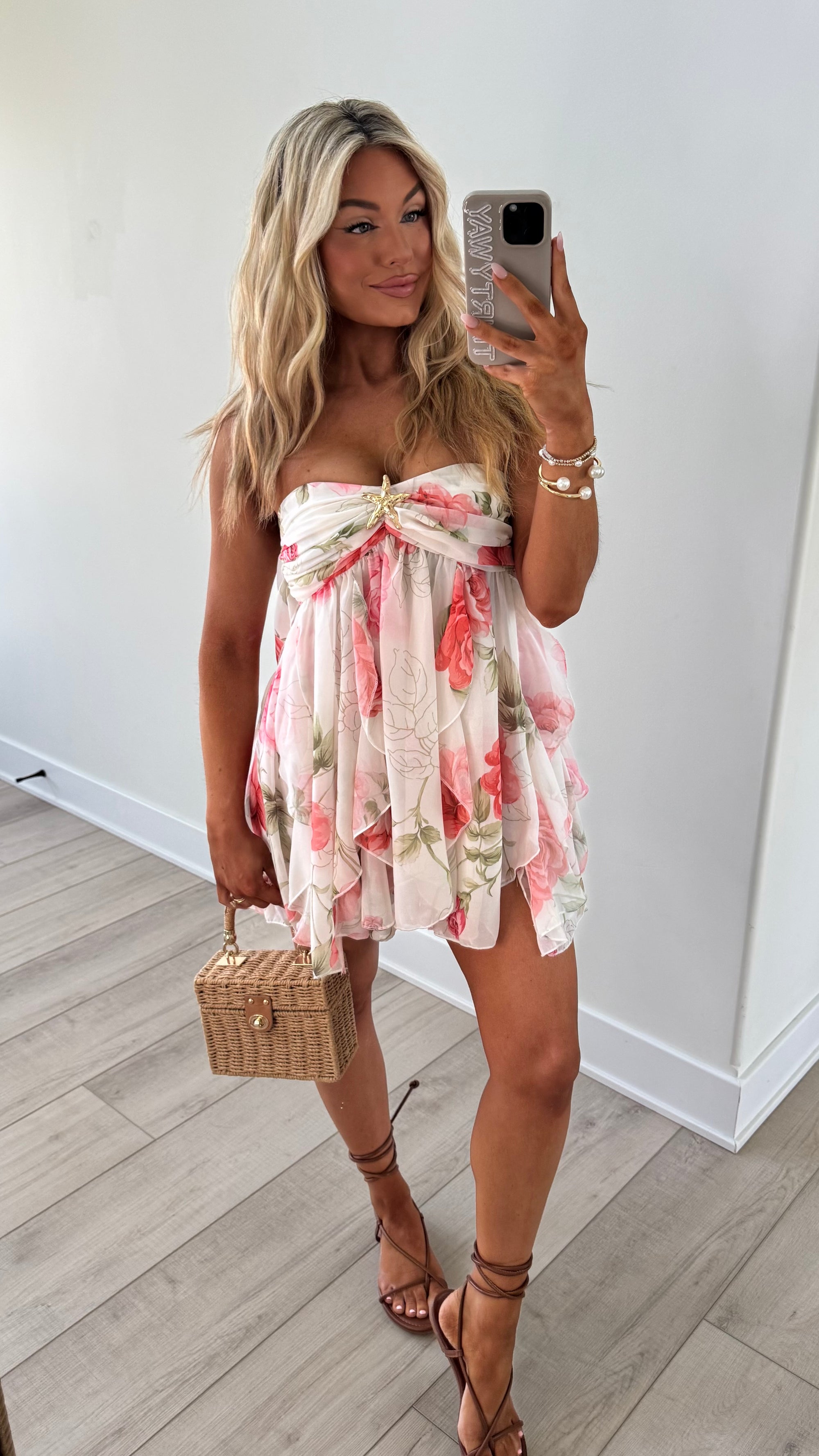 AQUAMARINE FLORAL MINI DRESS