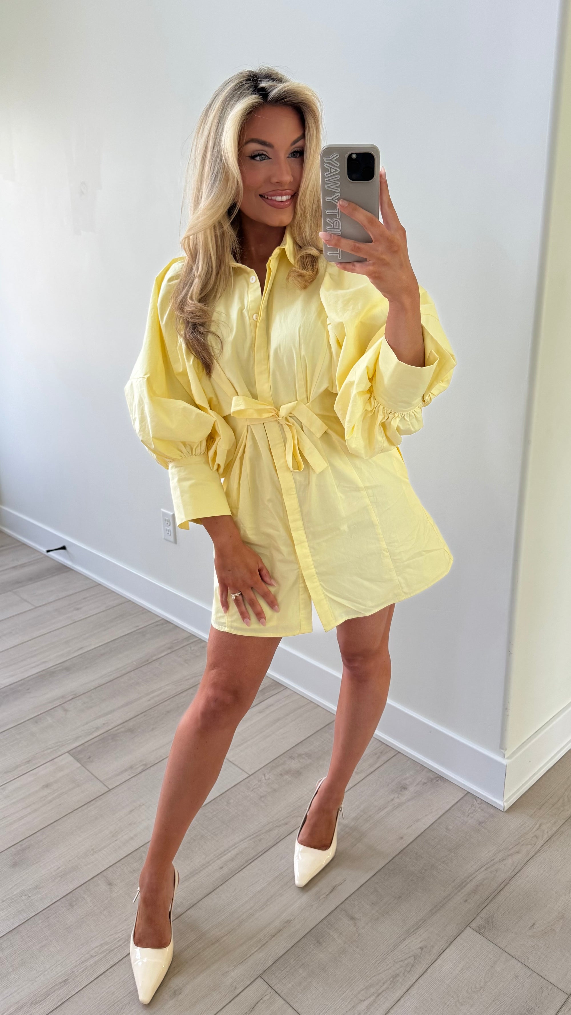 ROSEMARY PUFF SLEEVE DRESS LEMON