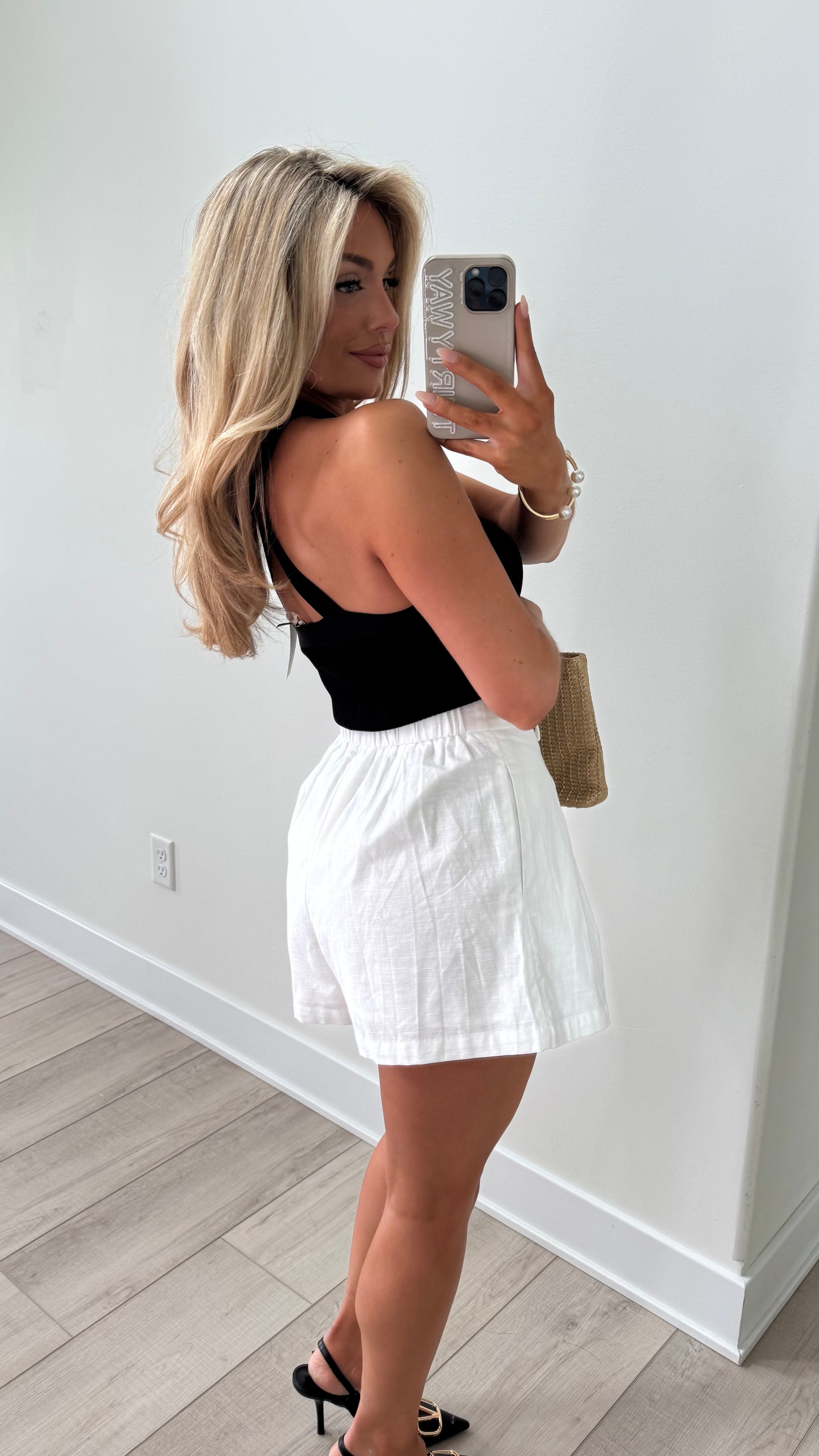 HALTER NECK SHELL TOP BLACK