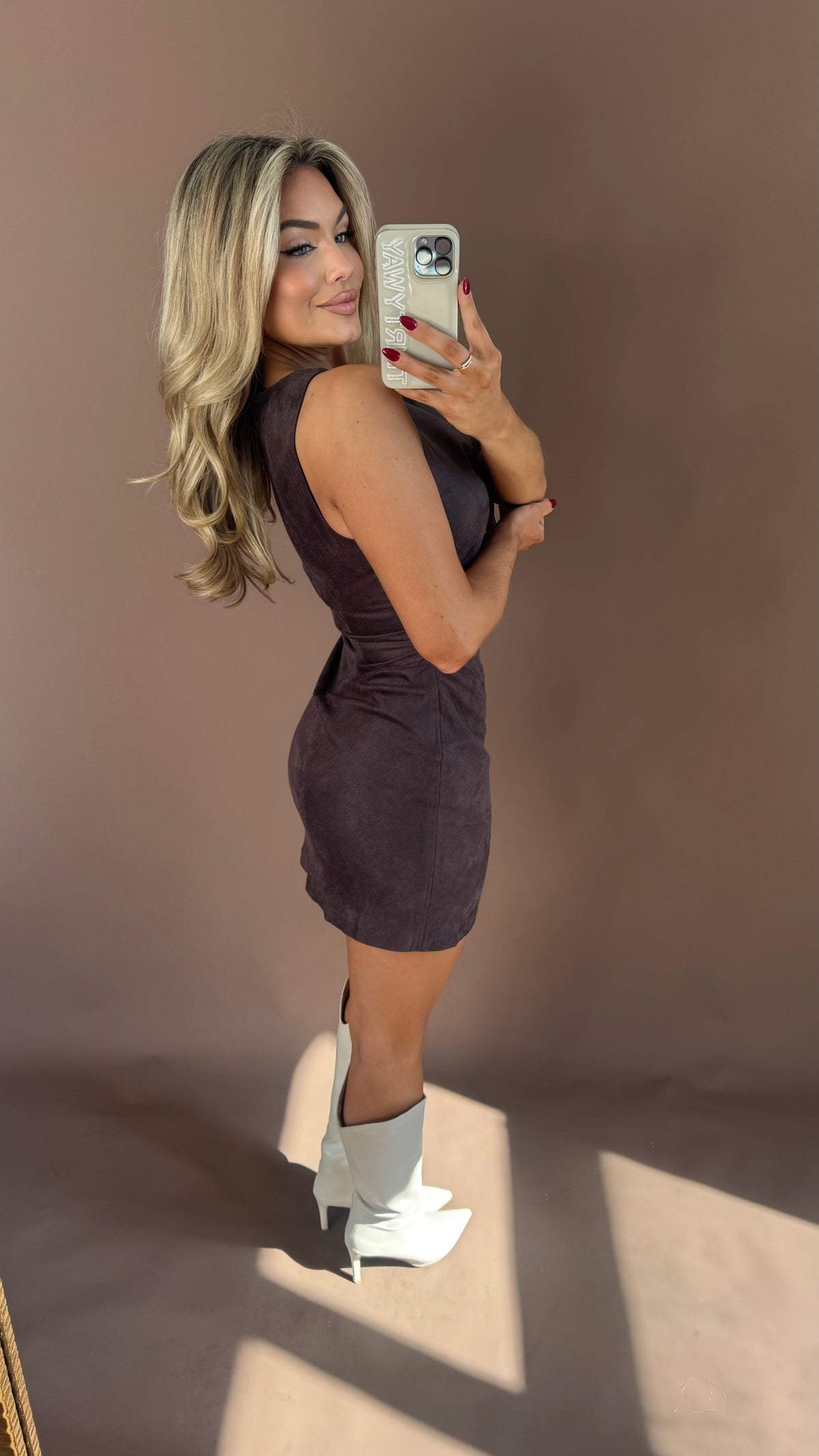 YASMIN SUEDE MINI DRESS (BELT NOT INCLUDED)