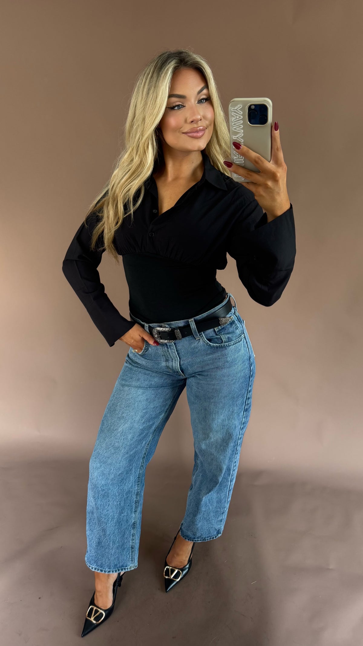 FARAH FITTED TOP BLACK