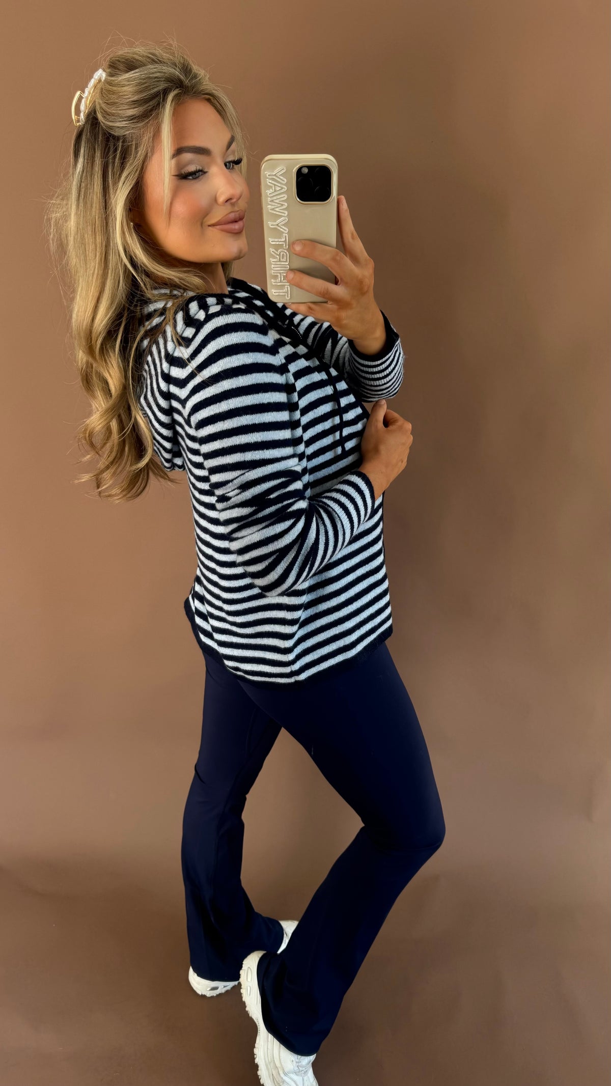COLD BREW STRIPED ZIP UP NAVY