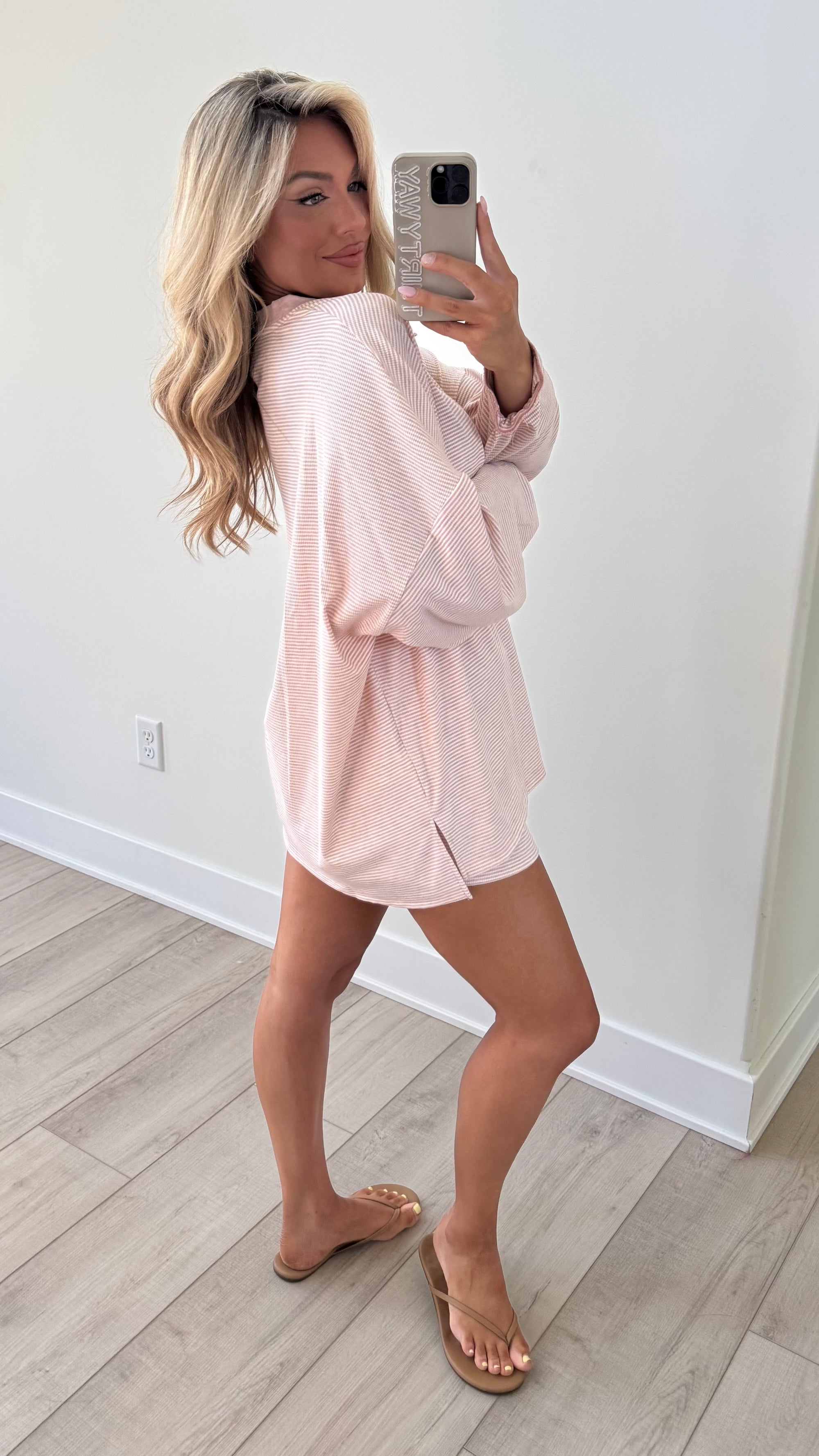 LAKESIDE RIBBED LOUNGE SHORTS PINK