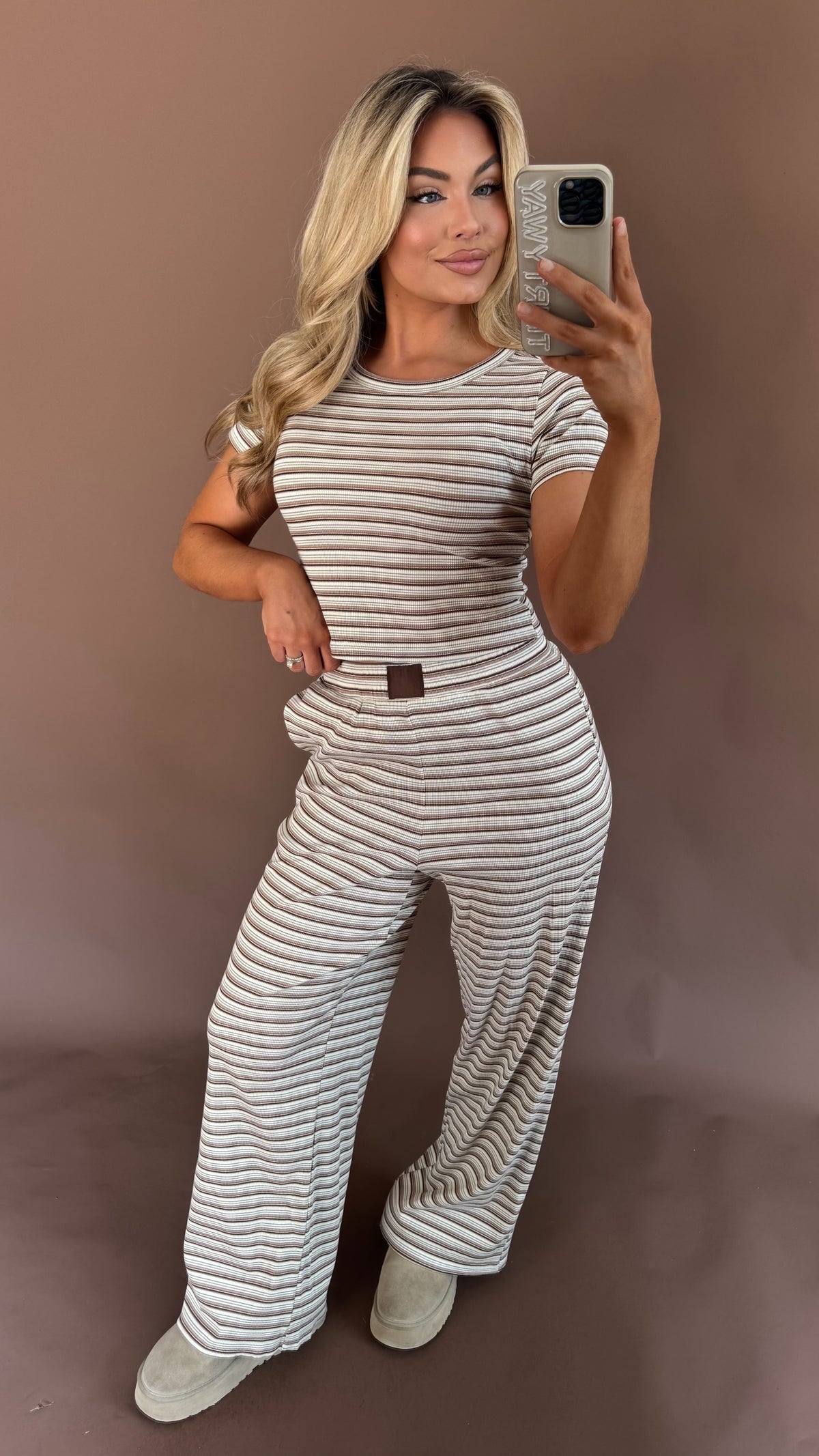 MAPLE HUES STRIPED LOUNGE PANT SET