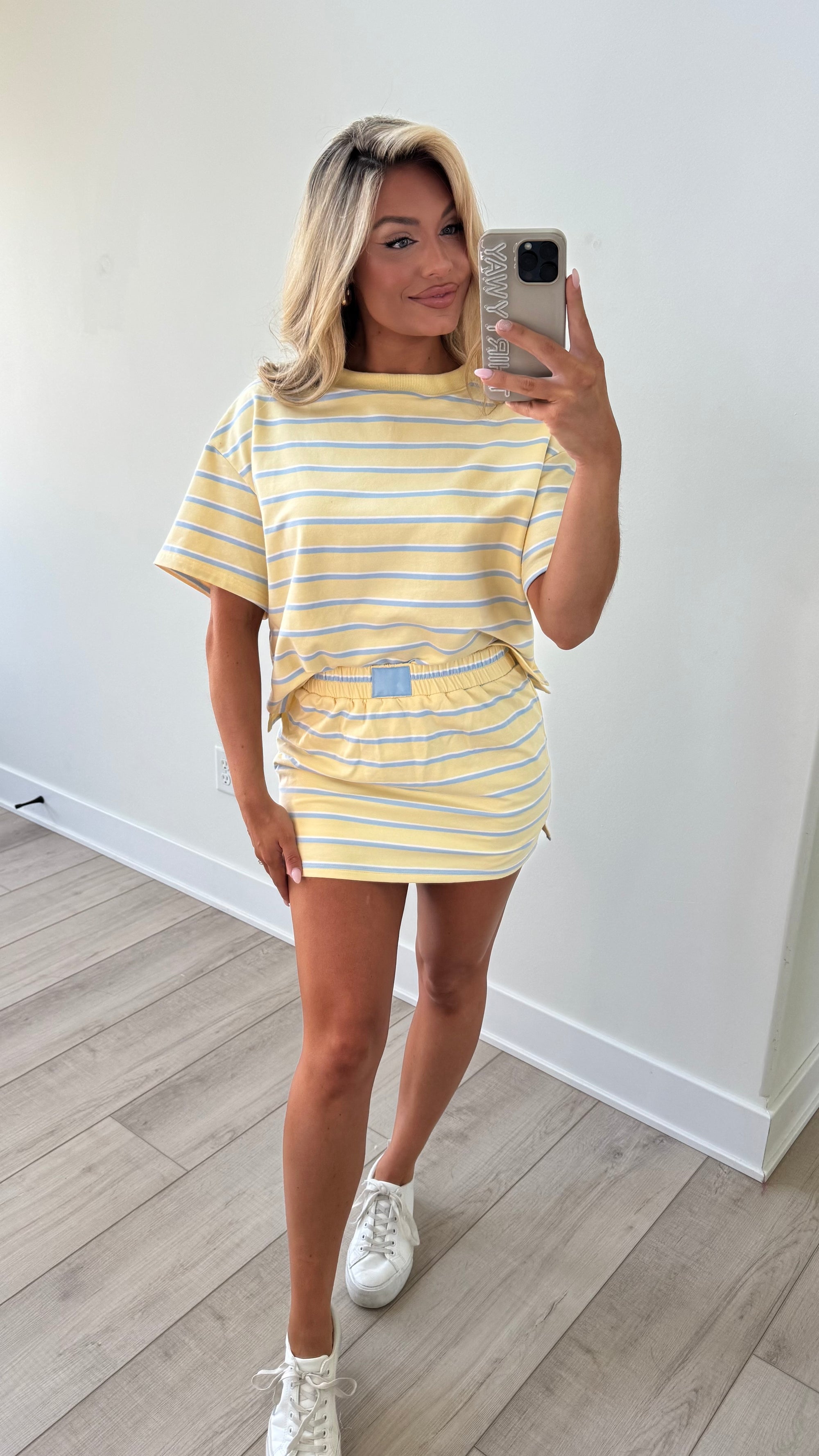 DOCKSIDE STRIPED SKORT SET YELLOW