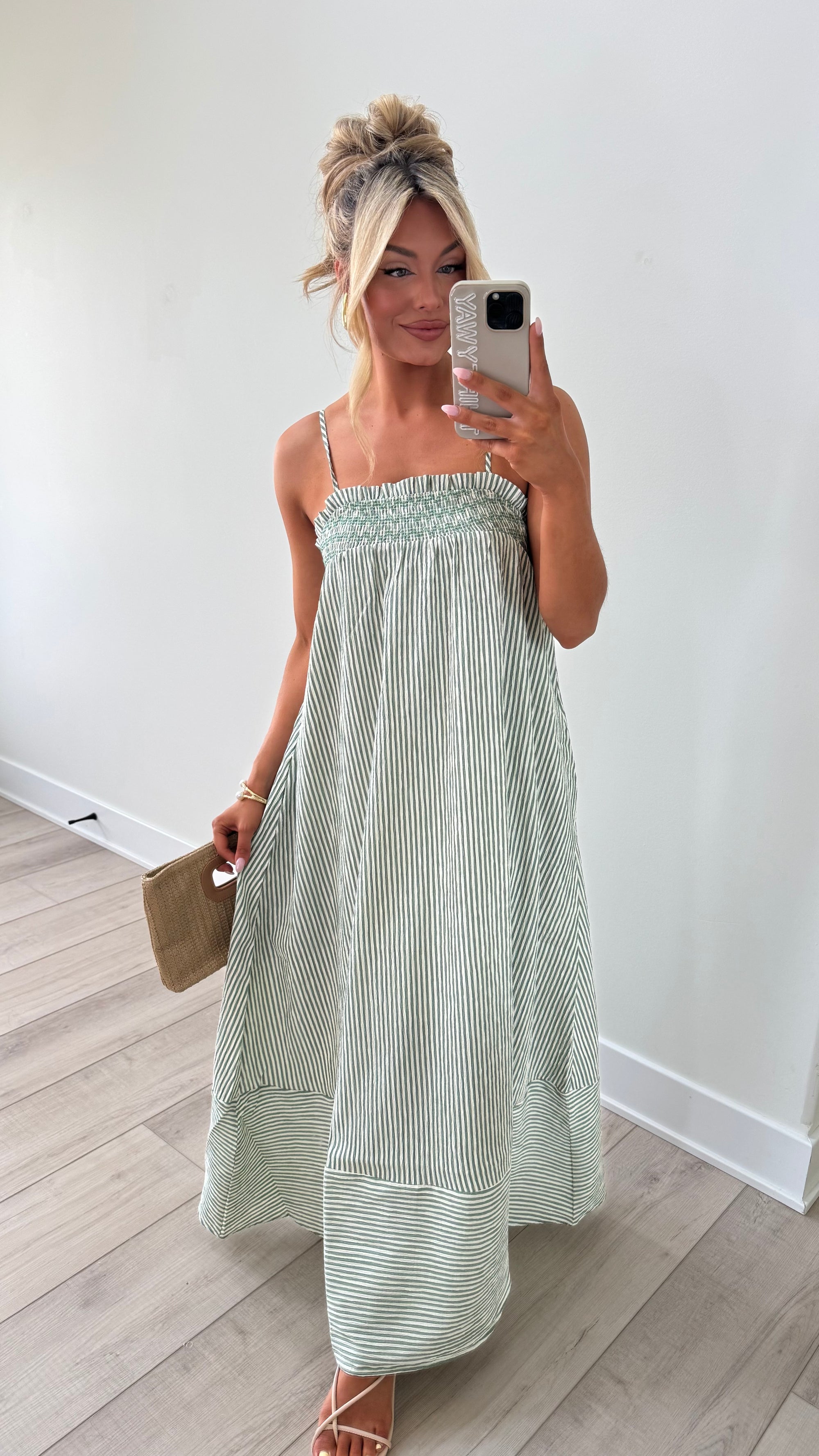 DRIFTWOOD STRIPED MAXI DRESS Green