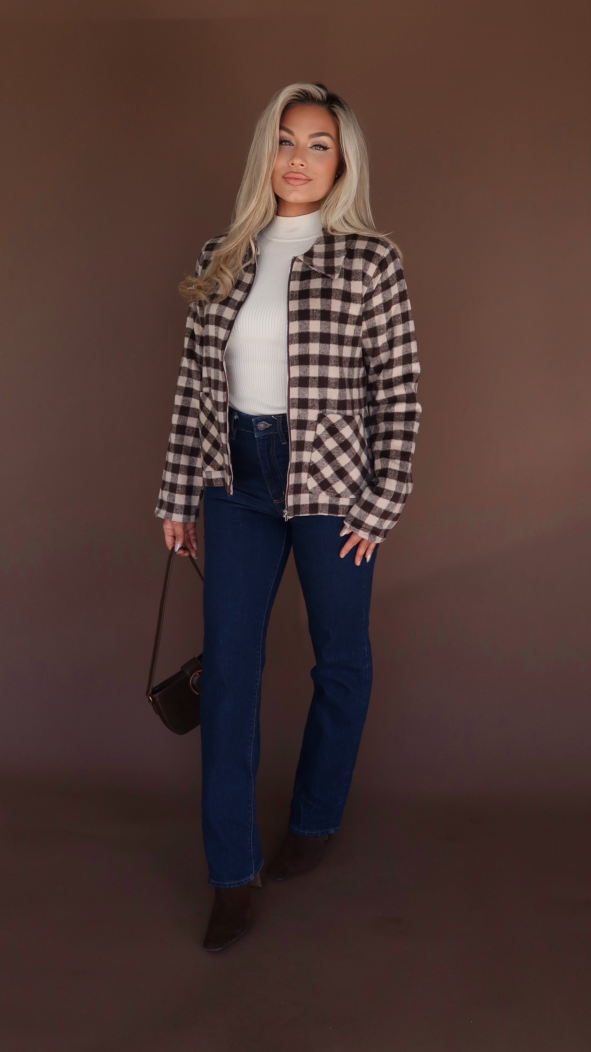 SPICED COCOA GINGHAM JACKET