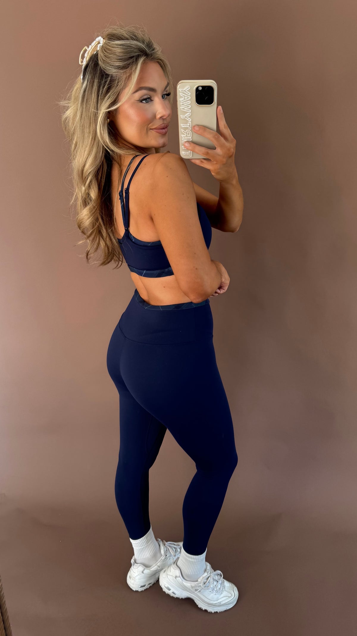 CAMBRIDGE LAYERED PLAID LEGGINGS NAVY