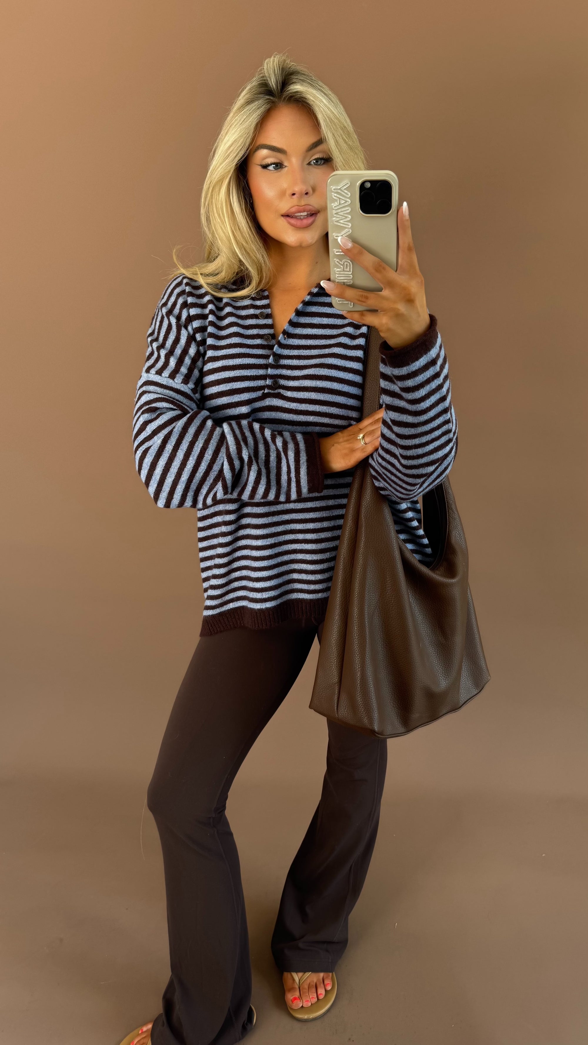 COLD BREW STRIPED SWEATER BROWN