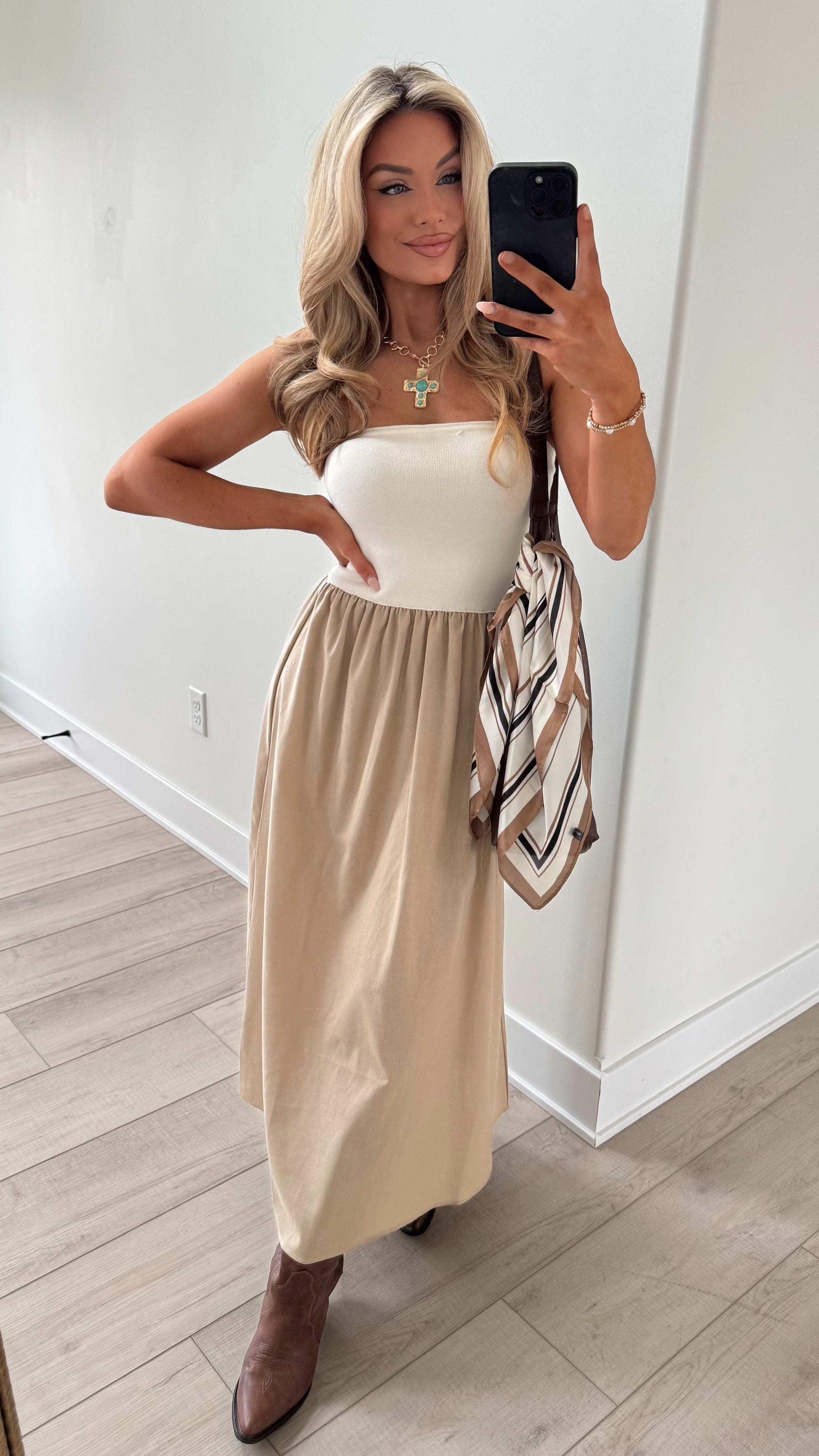 FORT WORTH STRAPLESS MAXI TAN