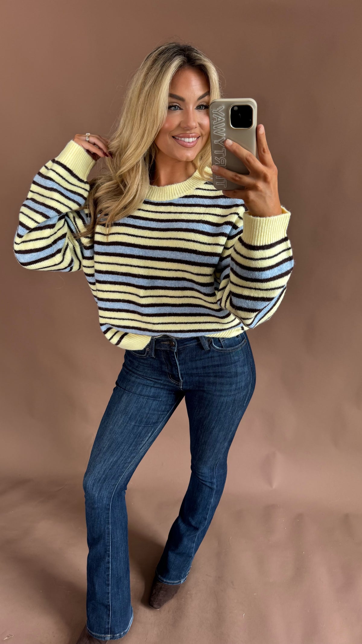 FALL BUTTER STRIPED SWEATER YELLOW