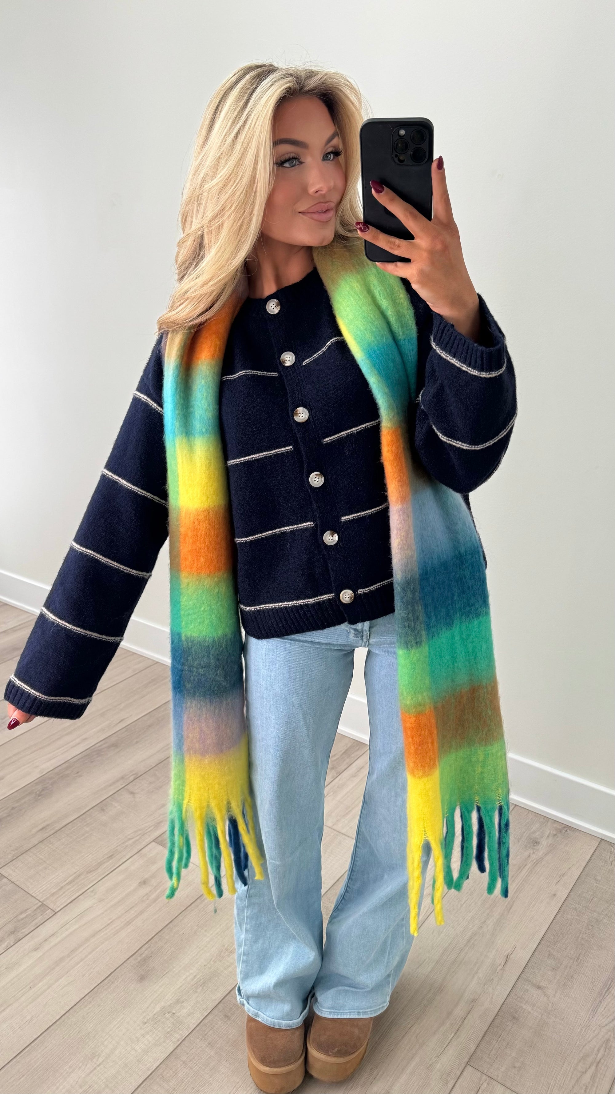 HENLEY STRIPED NAVY CARDIGAN