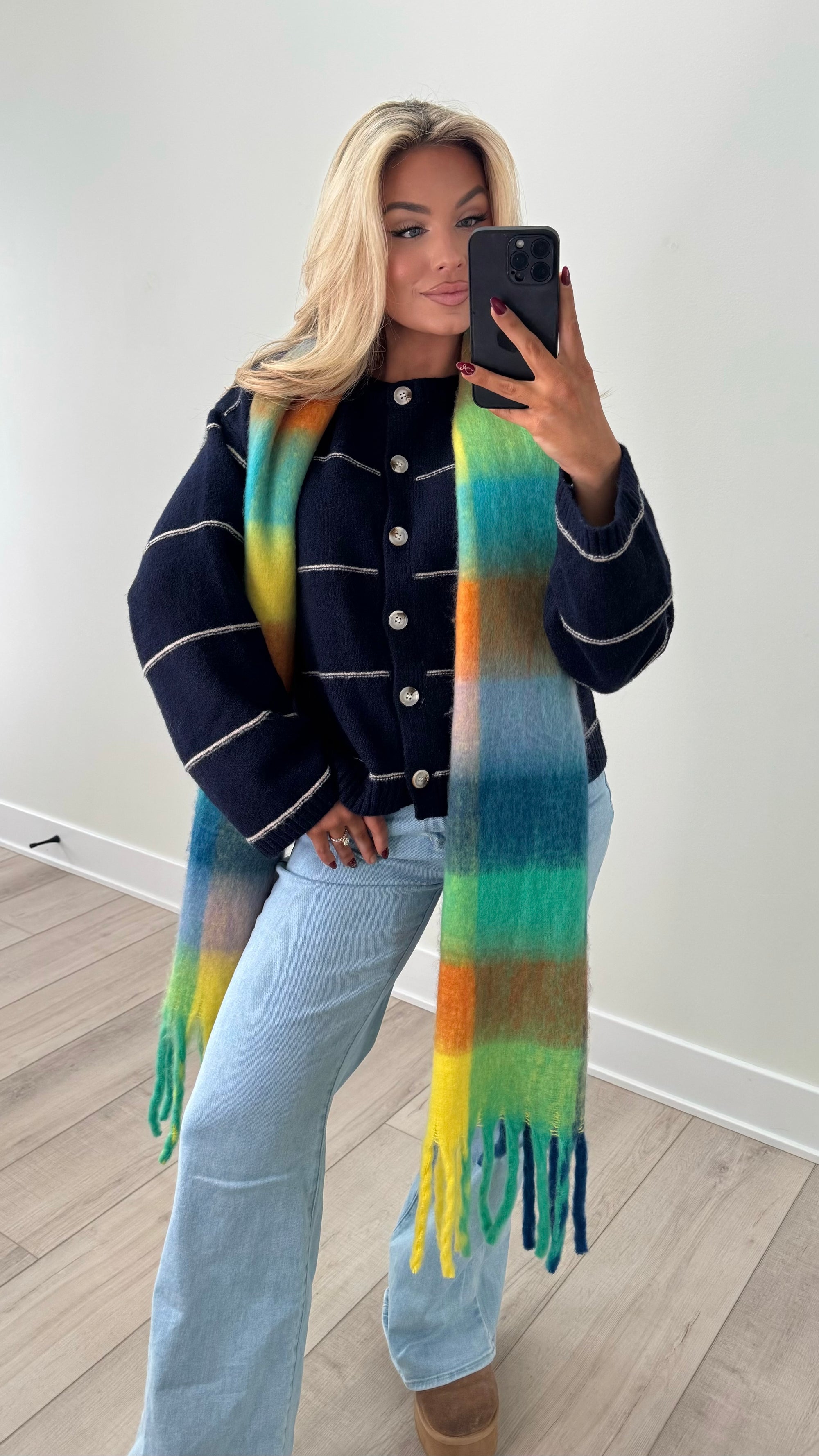 HENLEY STRIPED NAVY CARDIGAN