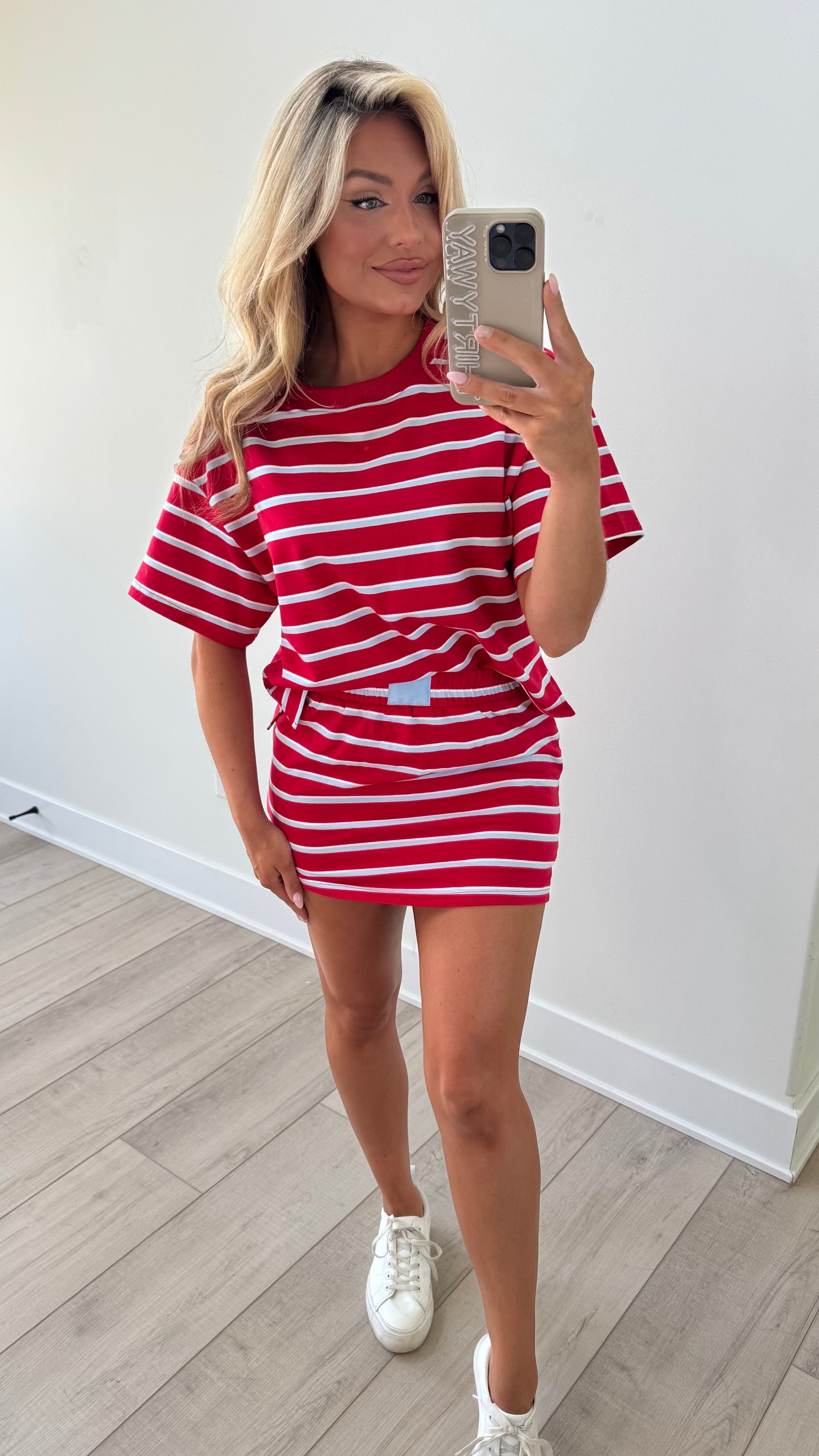 DOCKSIDE STRIPED SKORT SET RED
