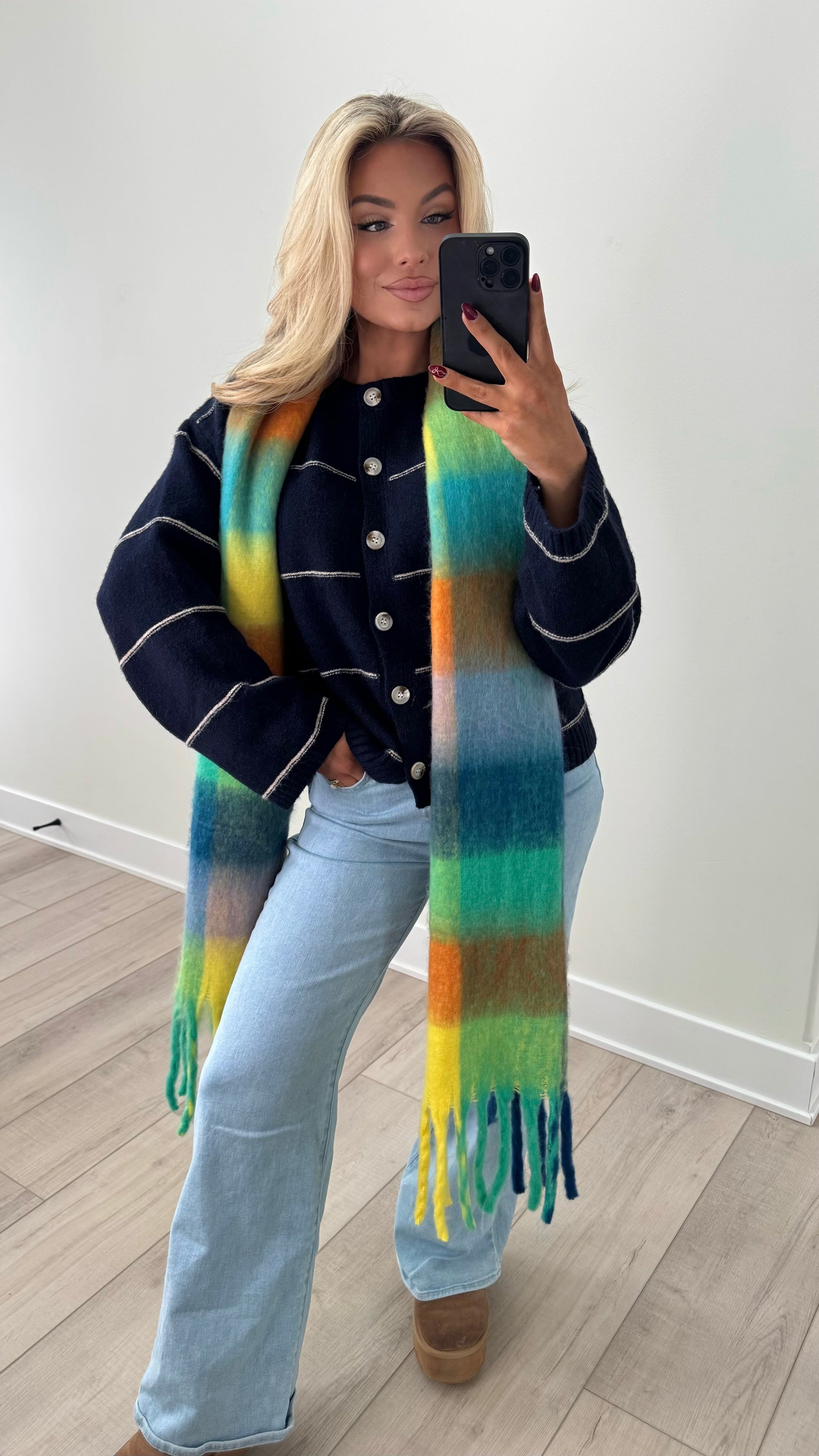 HENLEY STRIPED NAVY CARDIGAN