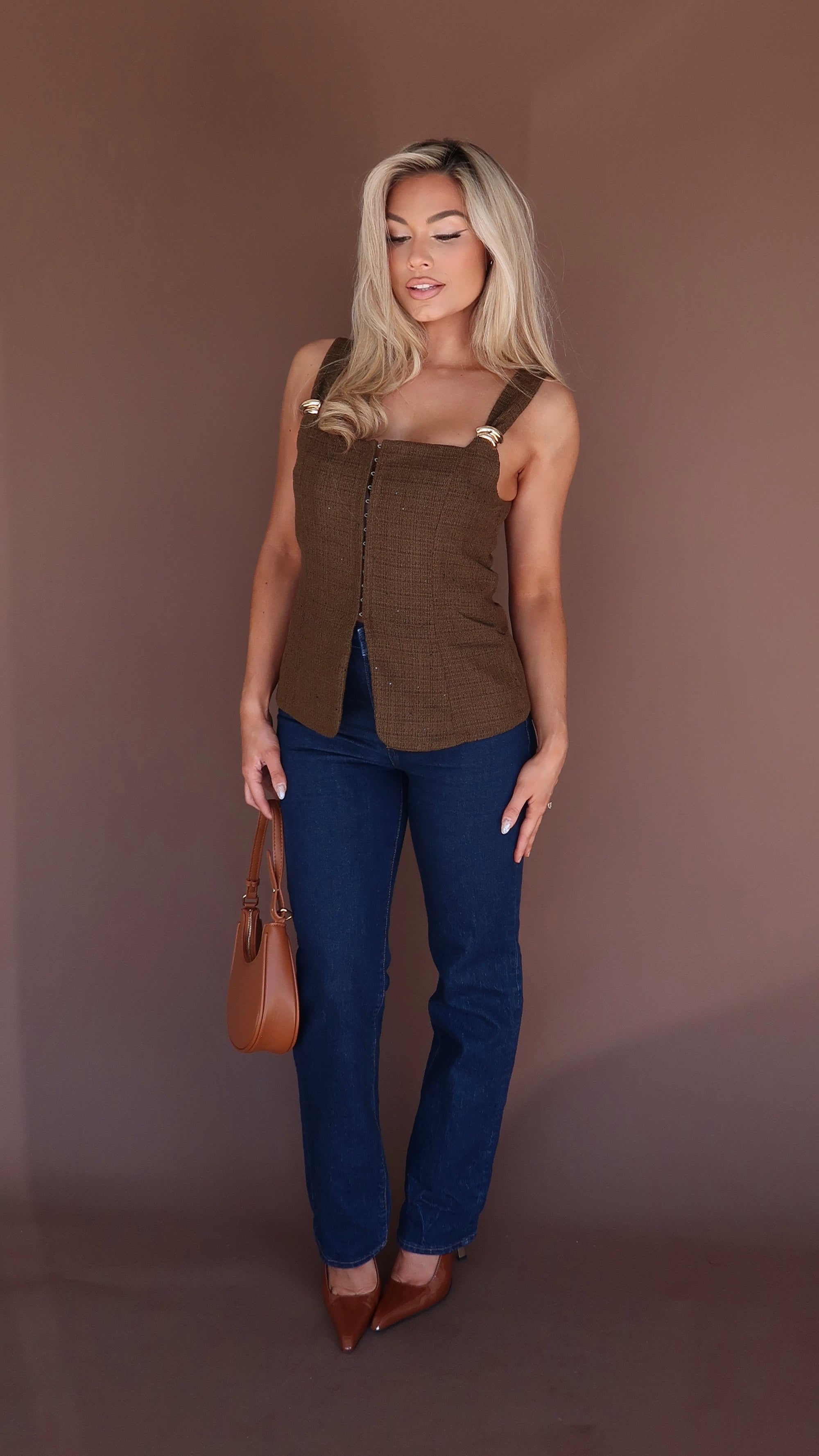 VIENNA TWEED STRUCTURED TOP OLIVE