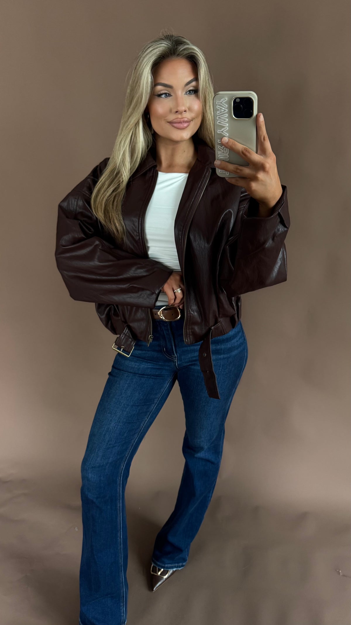 HAILEY FAUX LEATHER JACKET DEEP BURGUNDY
