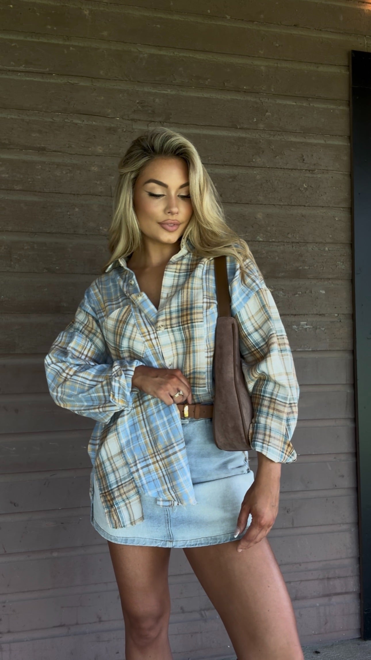 CABELLA PLAID OVERSIZED FLANNEL TAN