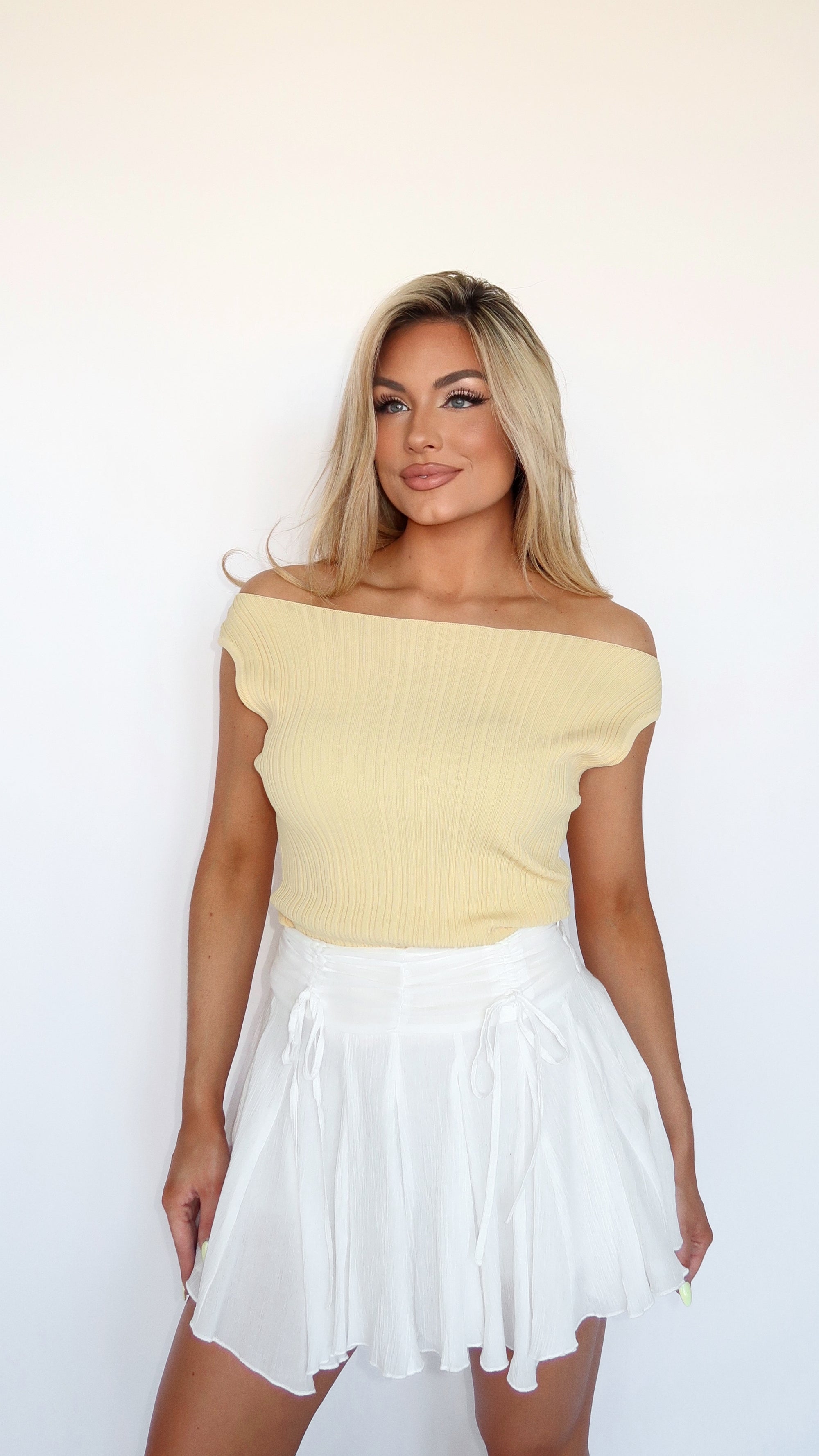 CHARLIE RIBBED TOP YELLOW