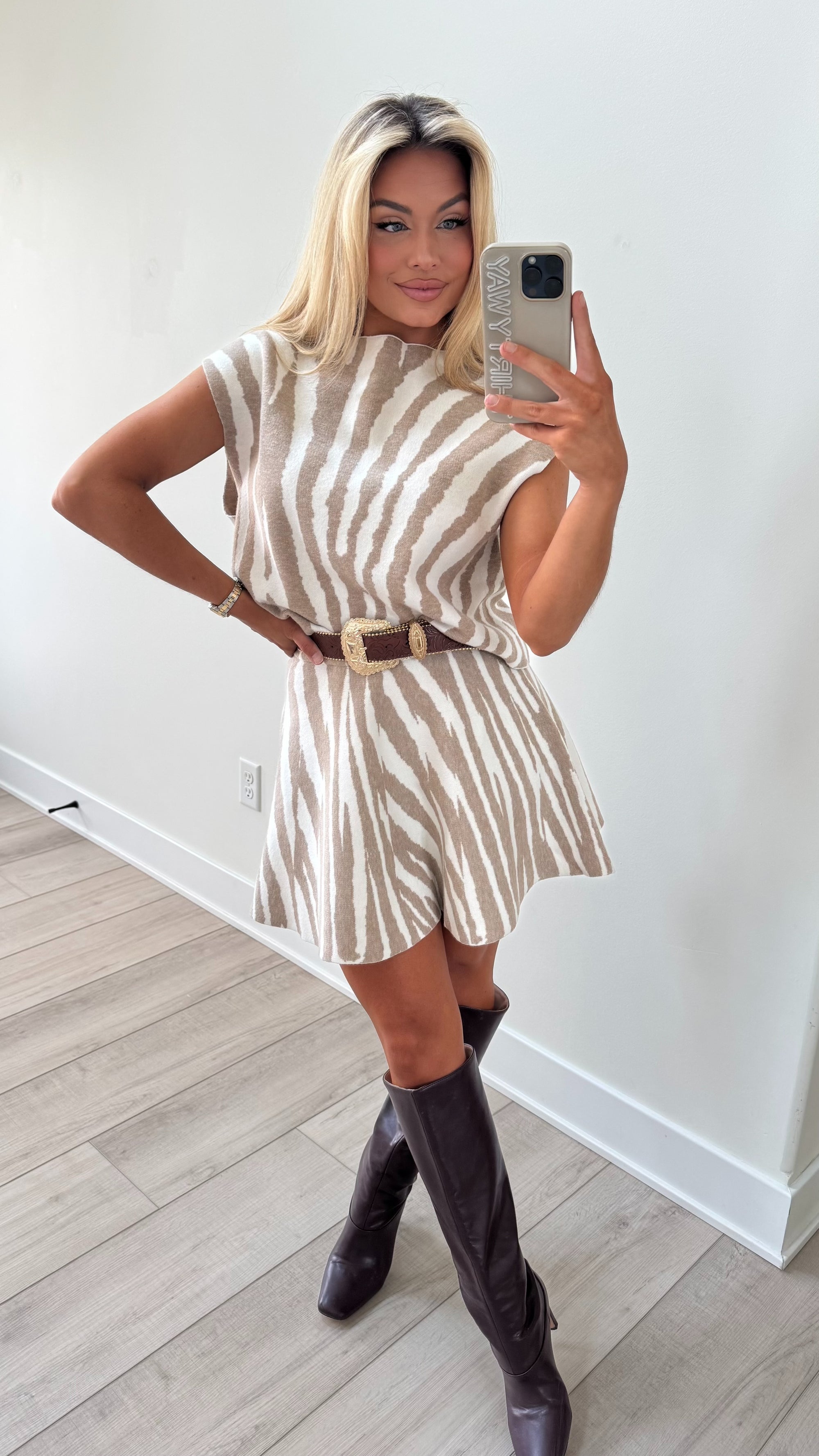 GAMEDAY ZEBRA SKIRT KNIT SET