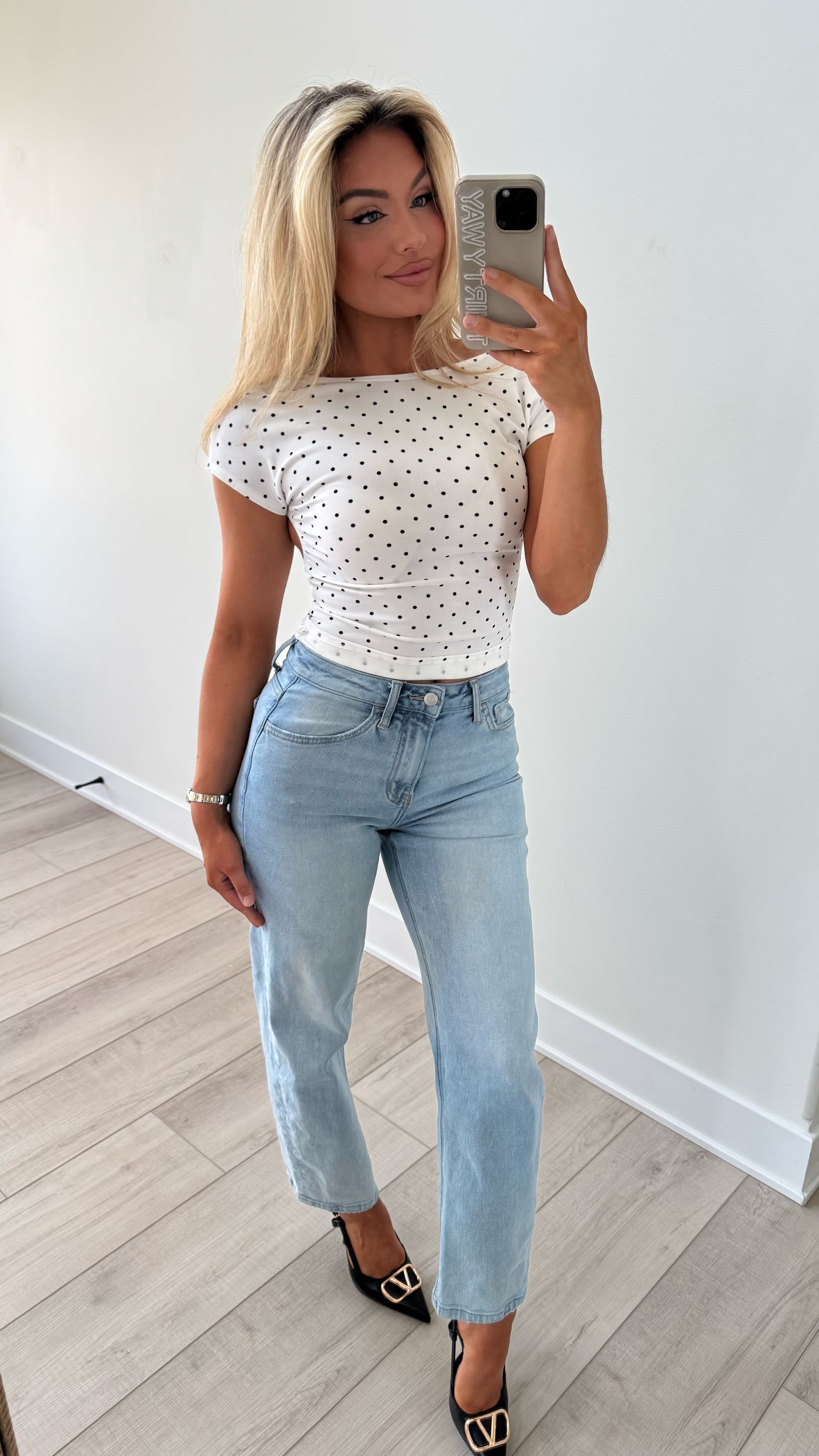 MARYLIN POLKA DOT OPEN BACK TOP