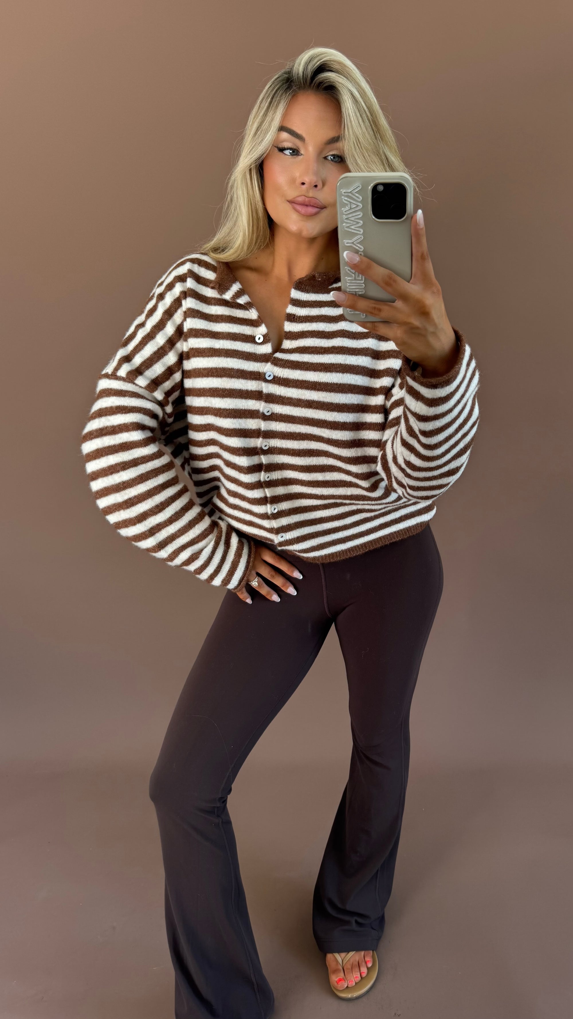 EAST COAST CARDIGAN BROWN STRIPE