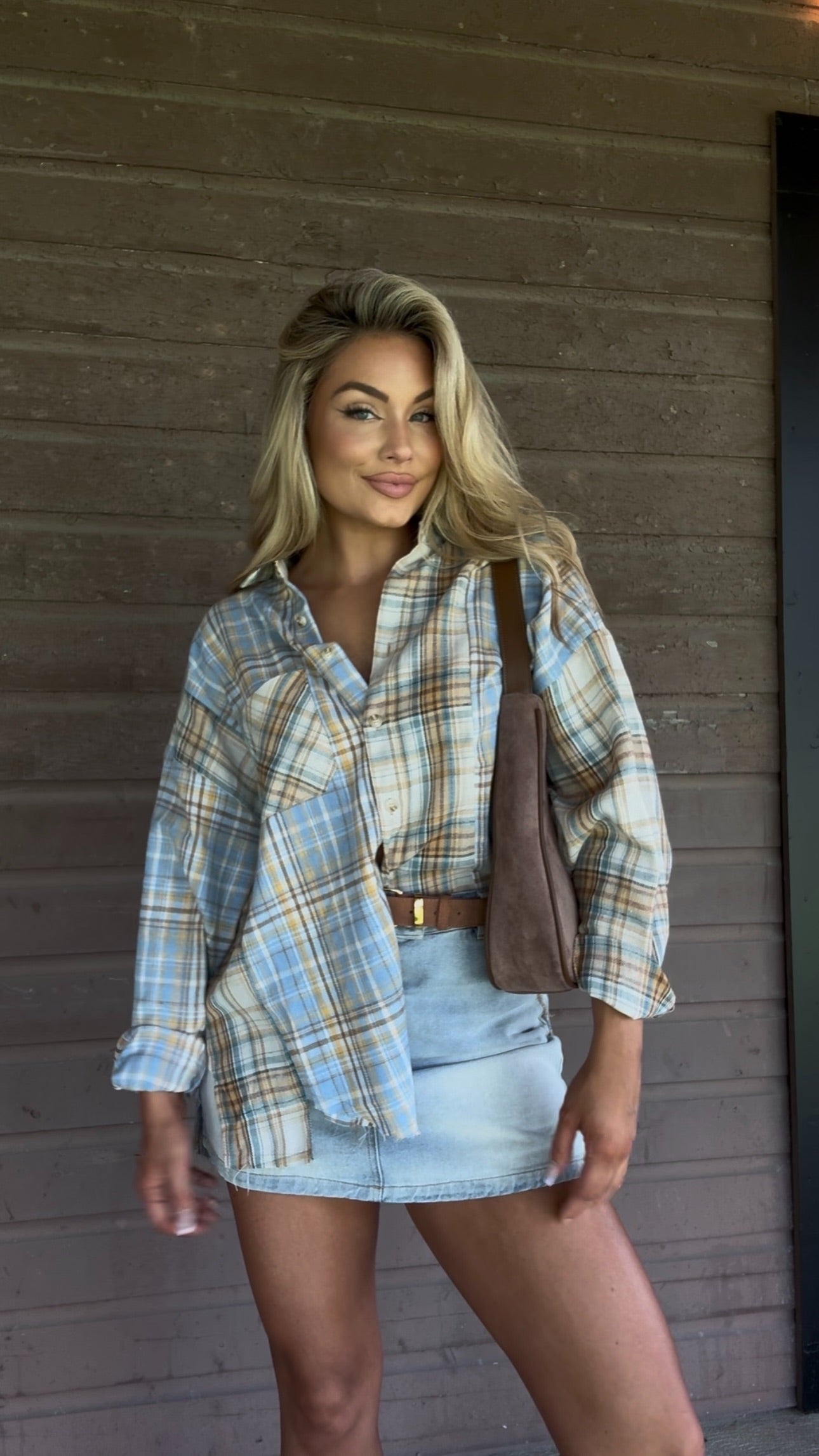 CABELLA PLAID OVERSIZED FLANNEL TAN