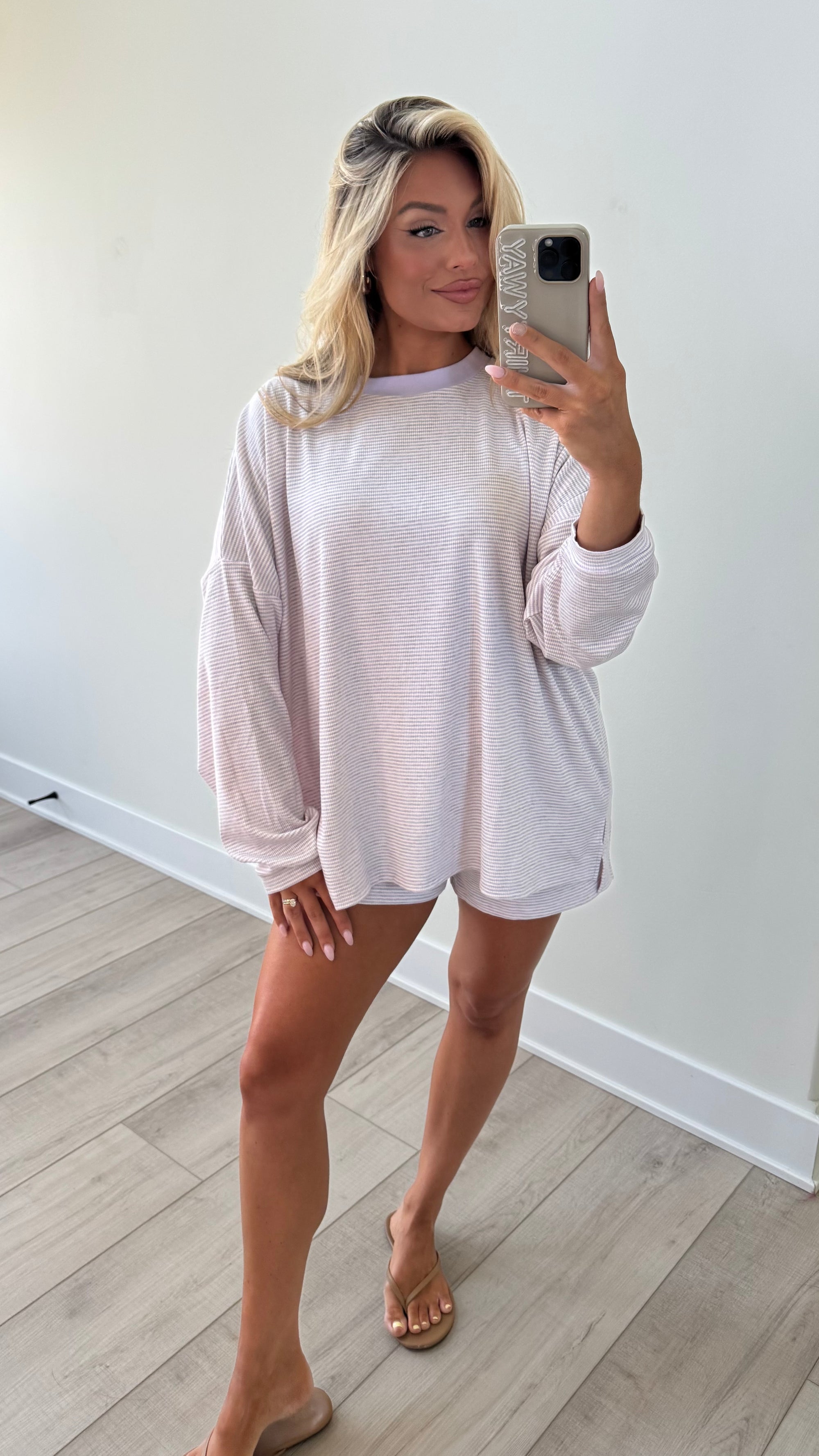 LAKESIDE OVERSIZED STRIPED TOP LAVENDER