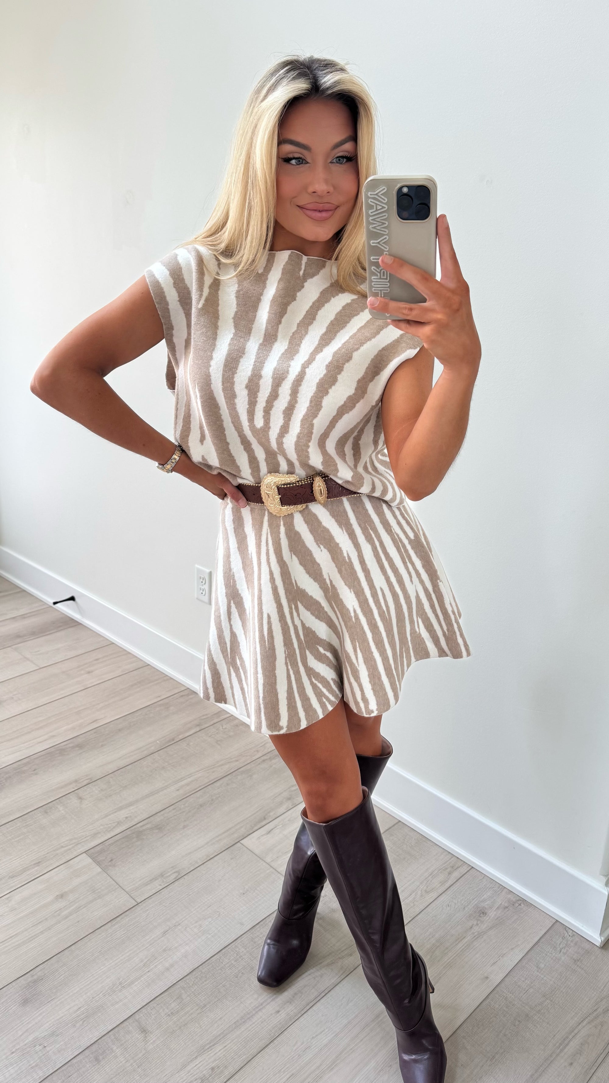GAMEDAY ZEBRA SKIRT KNIT SET