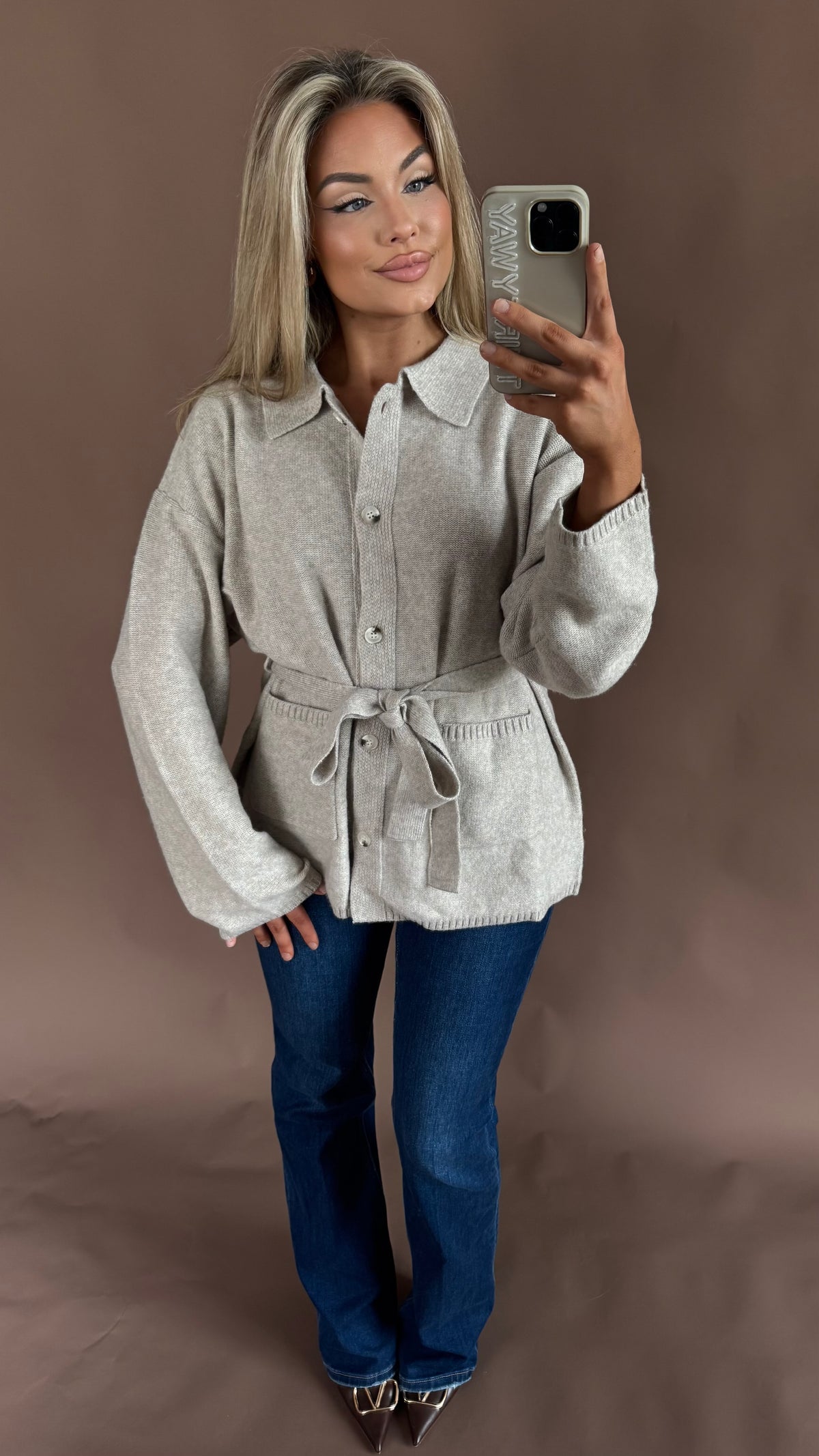 CAPPUCCINO OATMEAL WRAP CARDIGAN