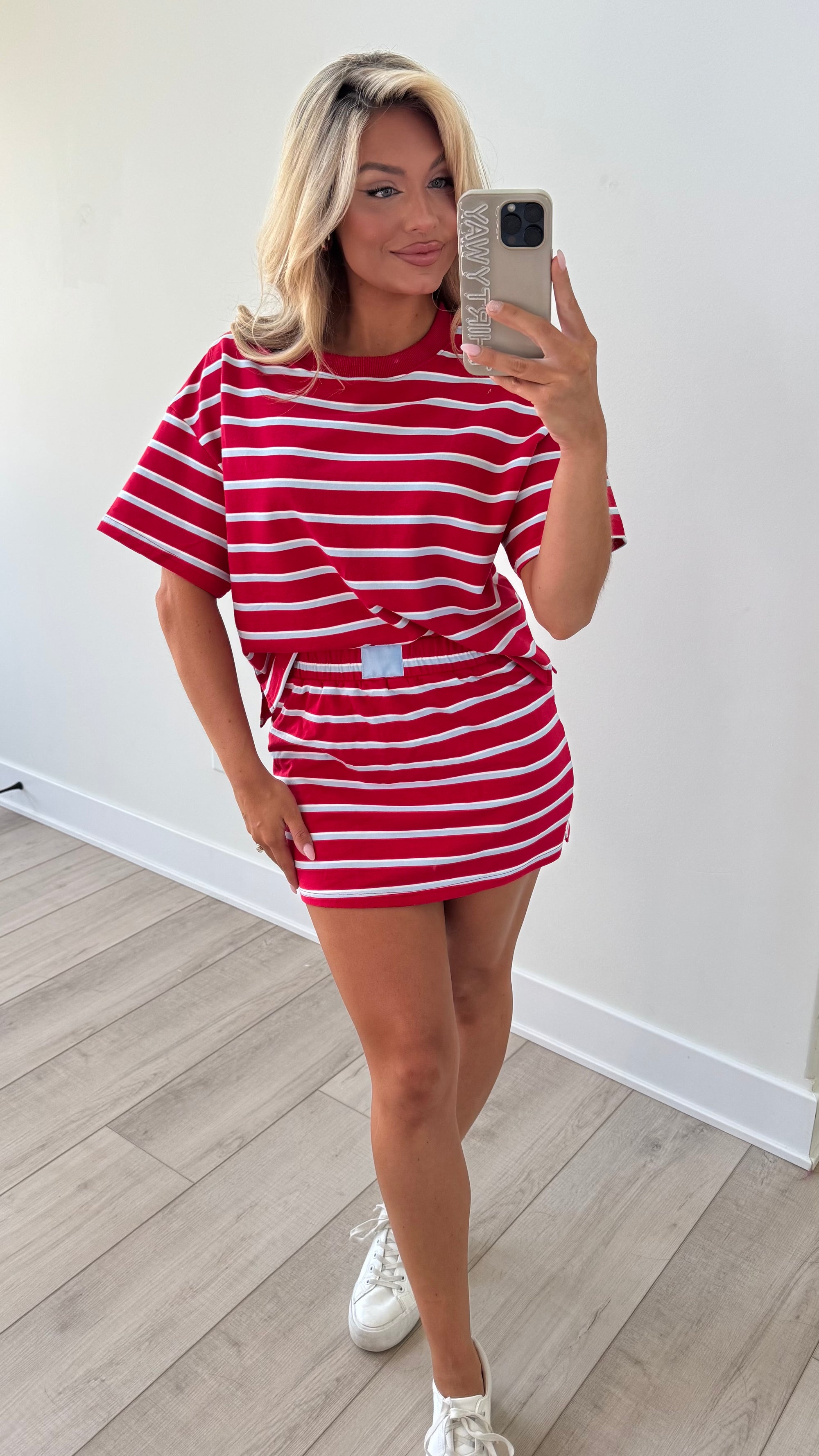 DOCKSIDE STRIPED SKORT SET RED