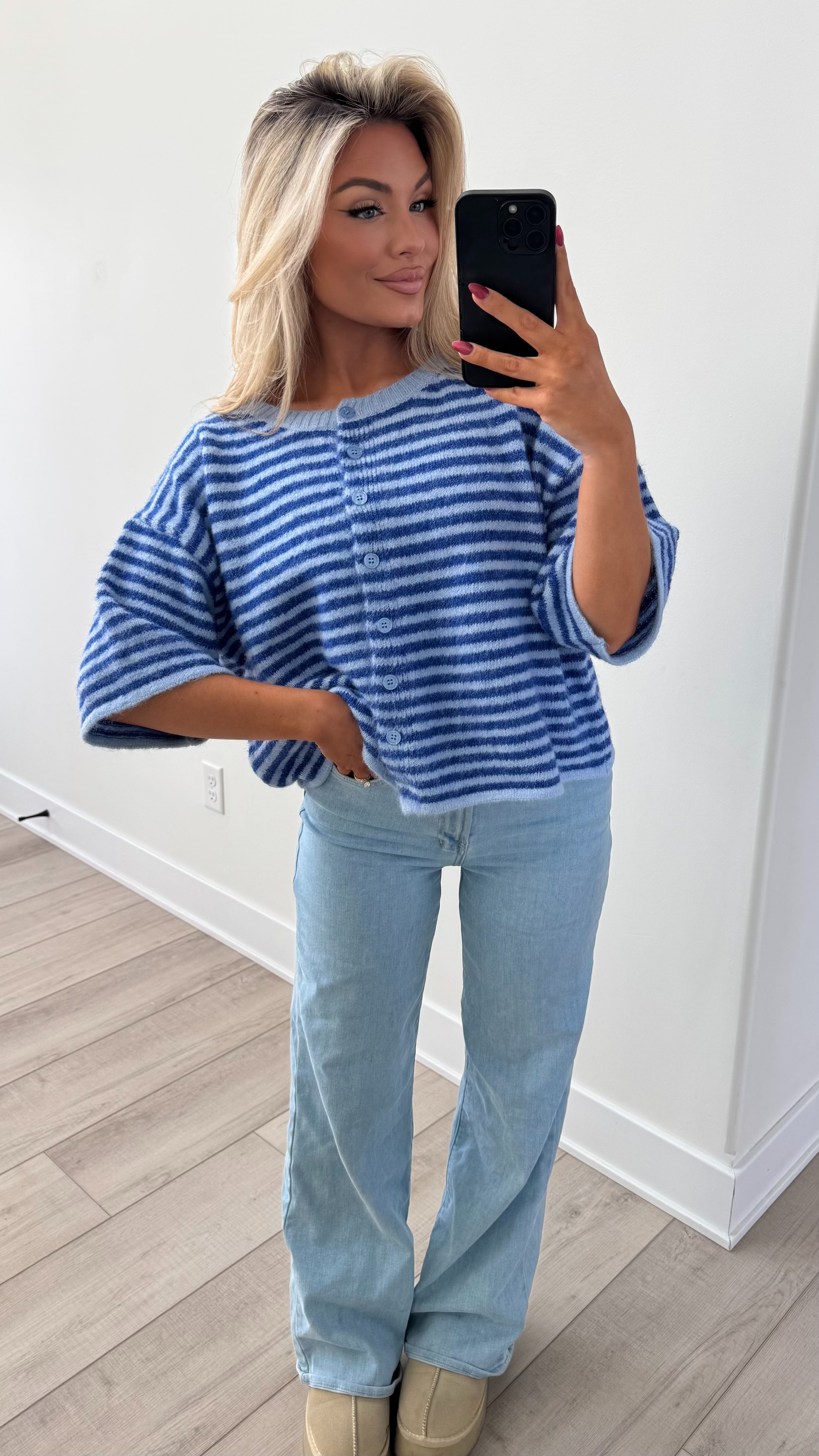 SUNDAY BEST CARDIGAN BLUE STRIPED – THIRTYWAY