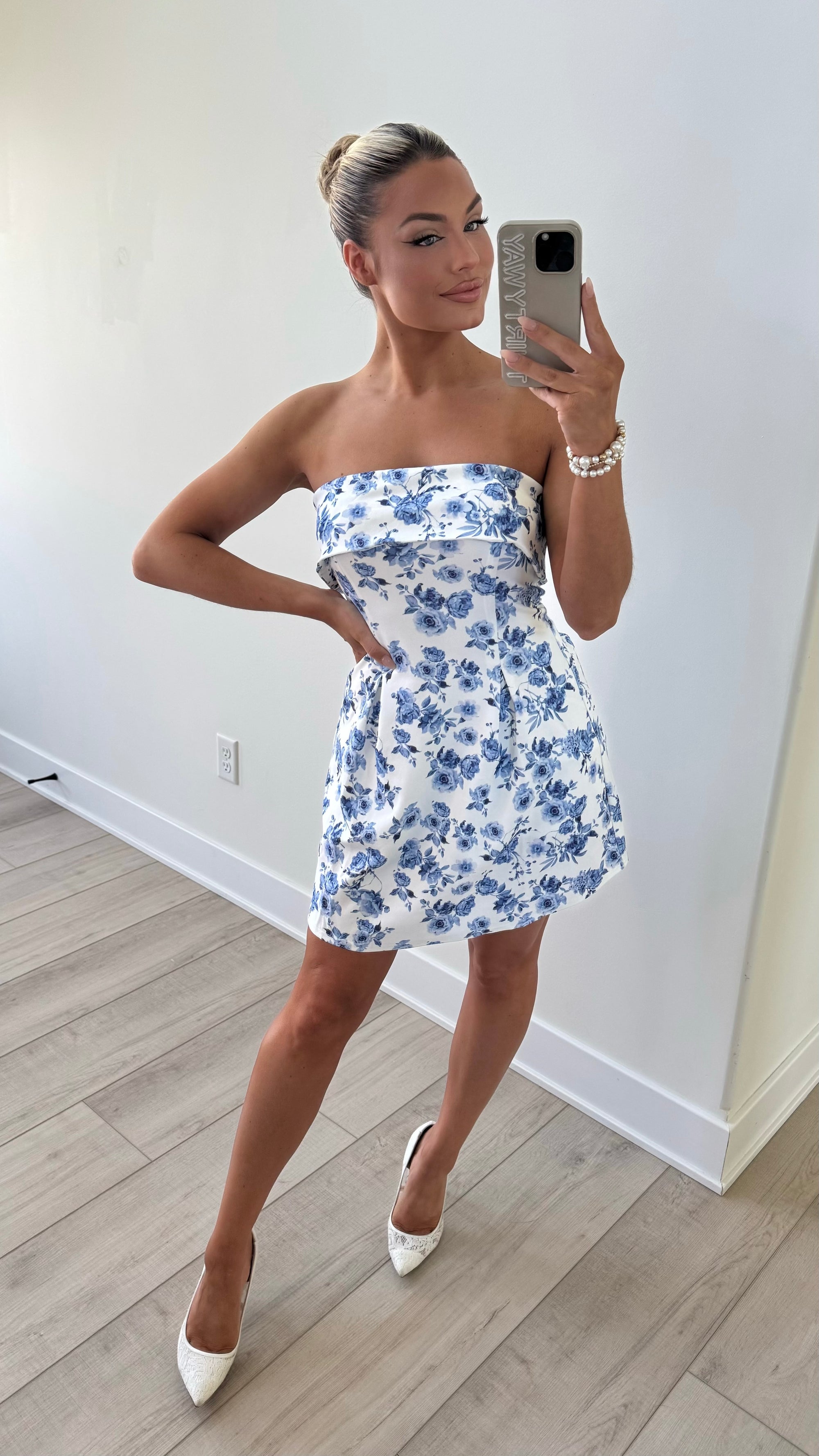 KEEPSAKE BLUE FLORAL MINI DRESS