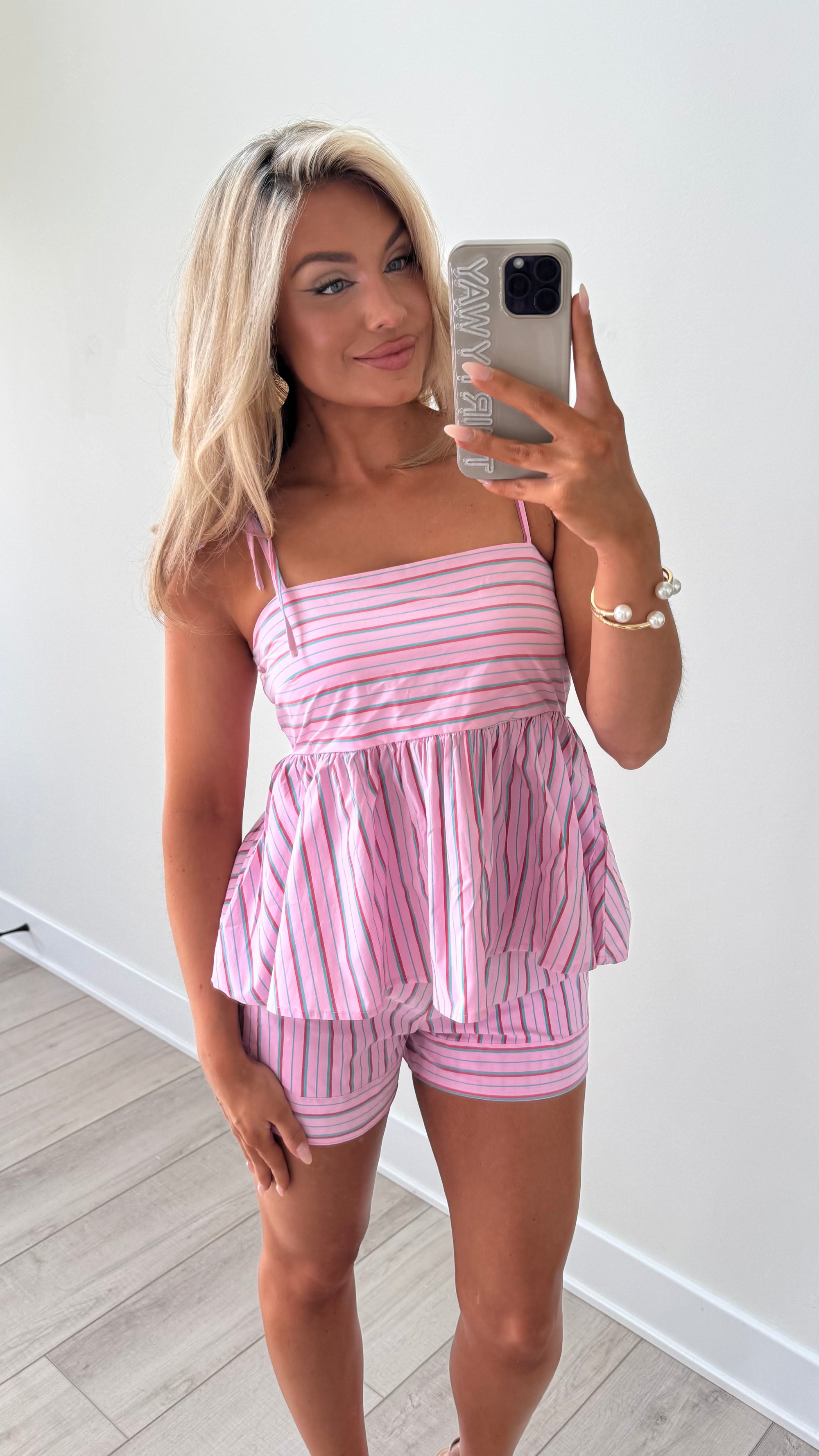 SANTA ROSA PEPLUM TANK PINK