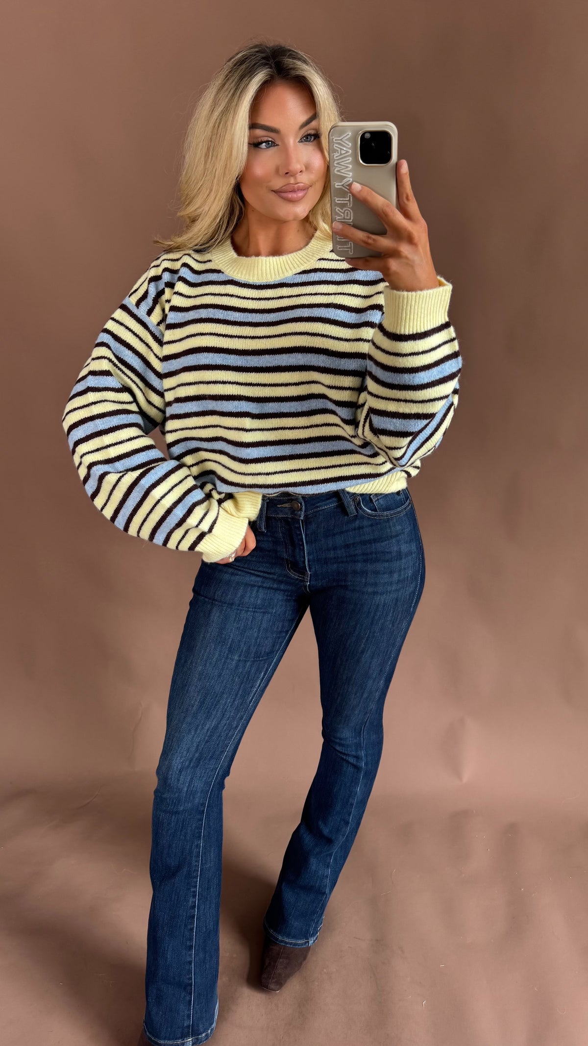 FALL BUTTER STRIPED SWEATER YELLOW